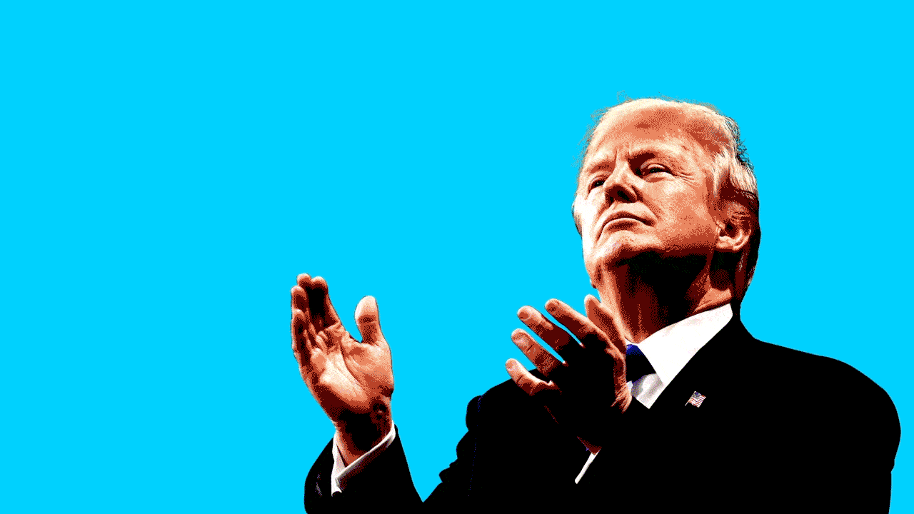 President Trump releases a dove, which falls to the ground