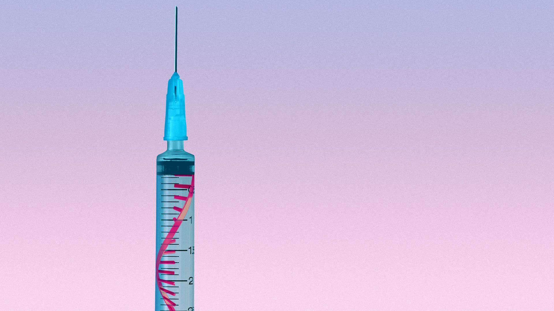 Illustration of a syringe with an RNA strand inside