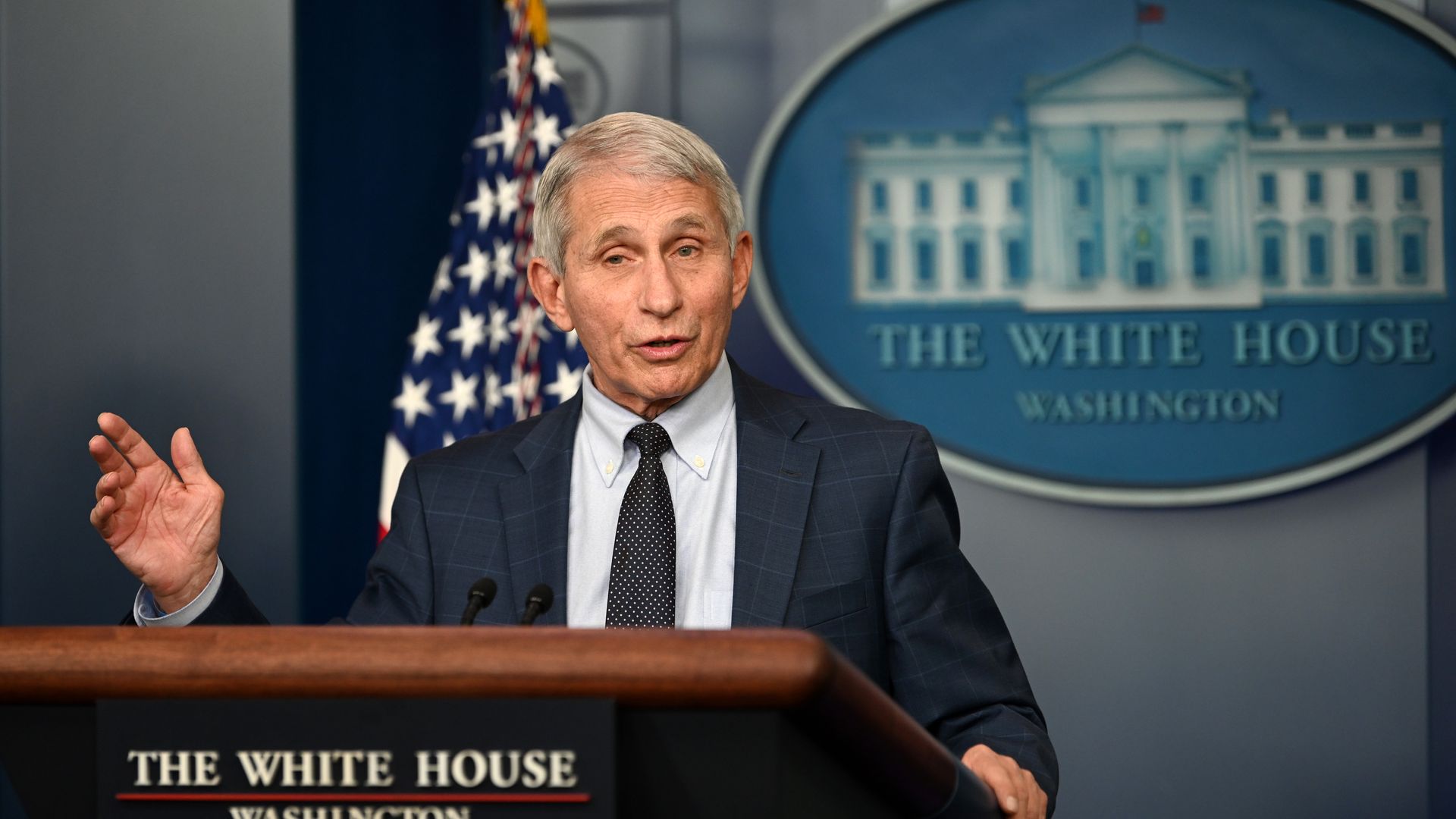Anthony Fauci gives an update on the Omicron COVID-19 variant during the daily press briefing 