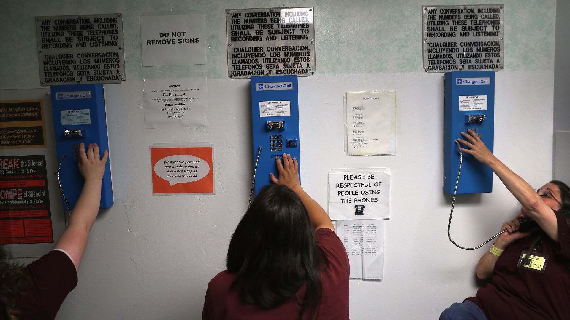Prisoners making phone calls