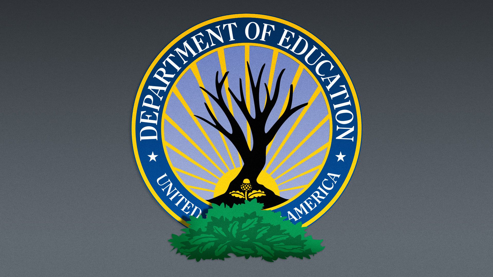 Illustration of the leaves from the Department of Education logo in a pile beneath the logo.