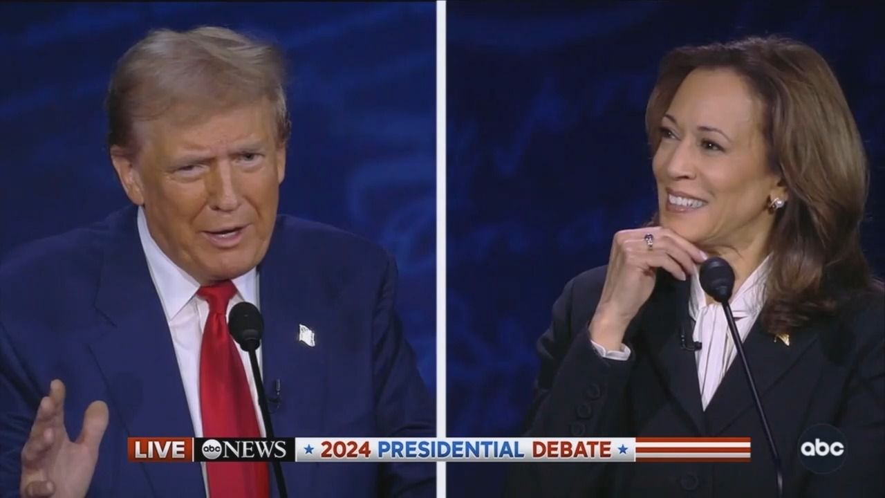 Trump and Harris at the ABC News debate.