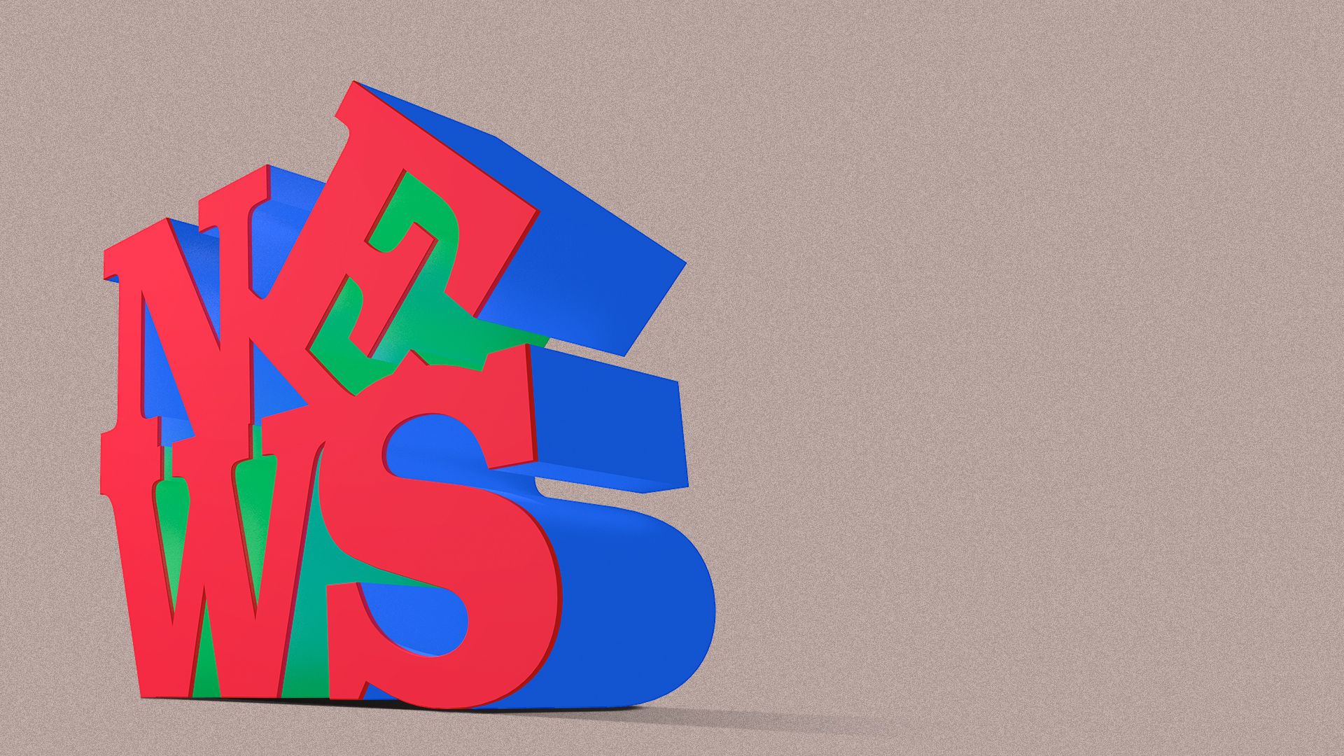 Illustration of the Philadelphia Love statue reading NEWS instead.