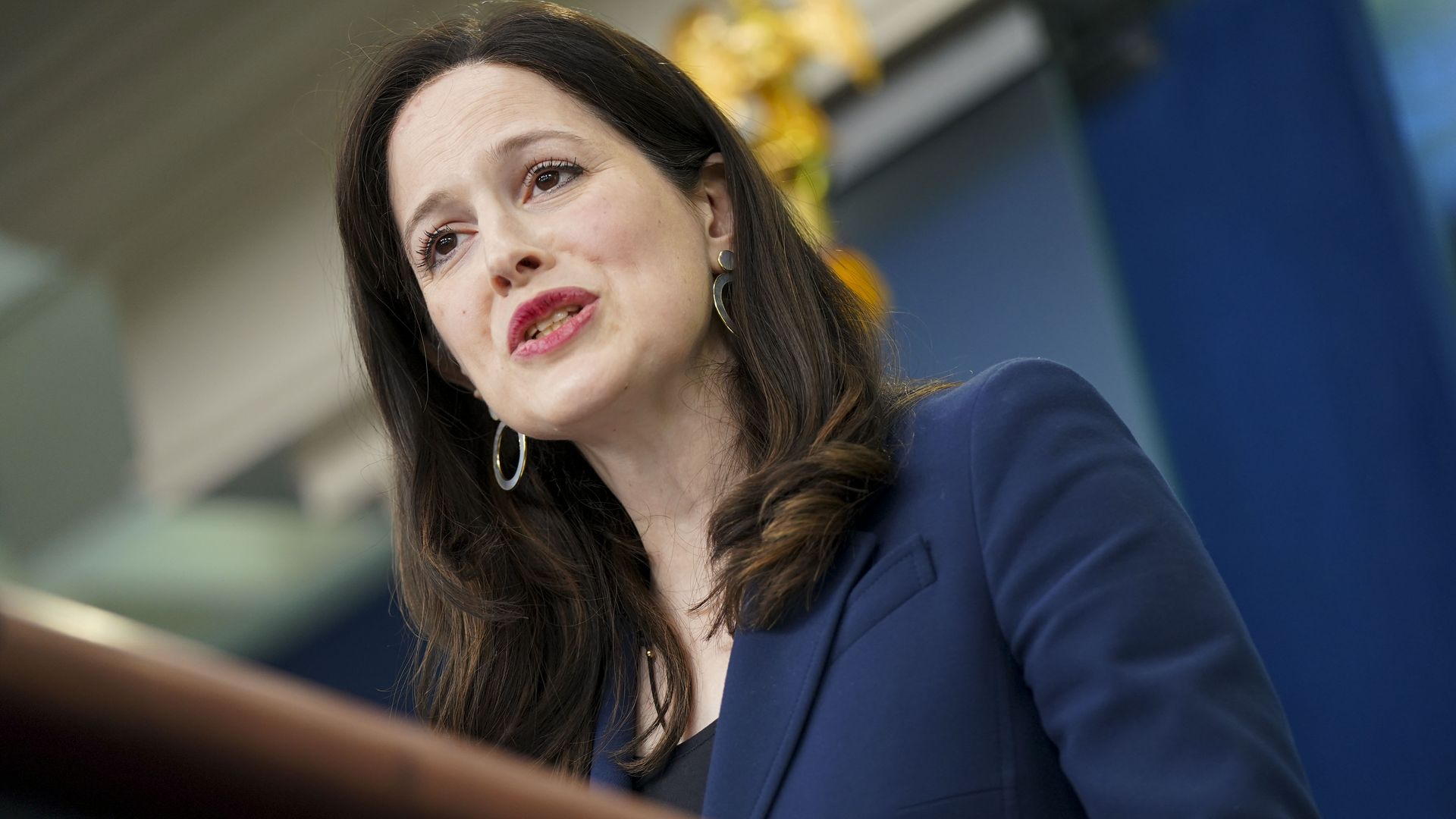 Anne Neuberger, deputy national security adviser for cyber and emerging tech, gives remarks at White House