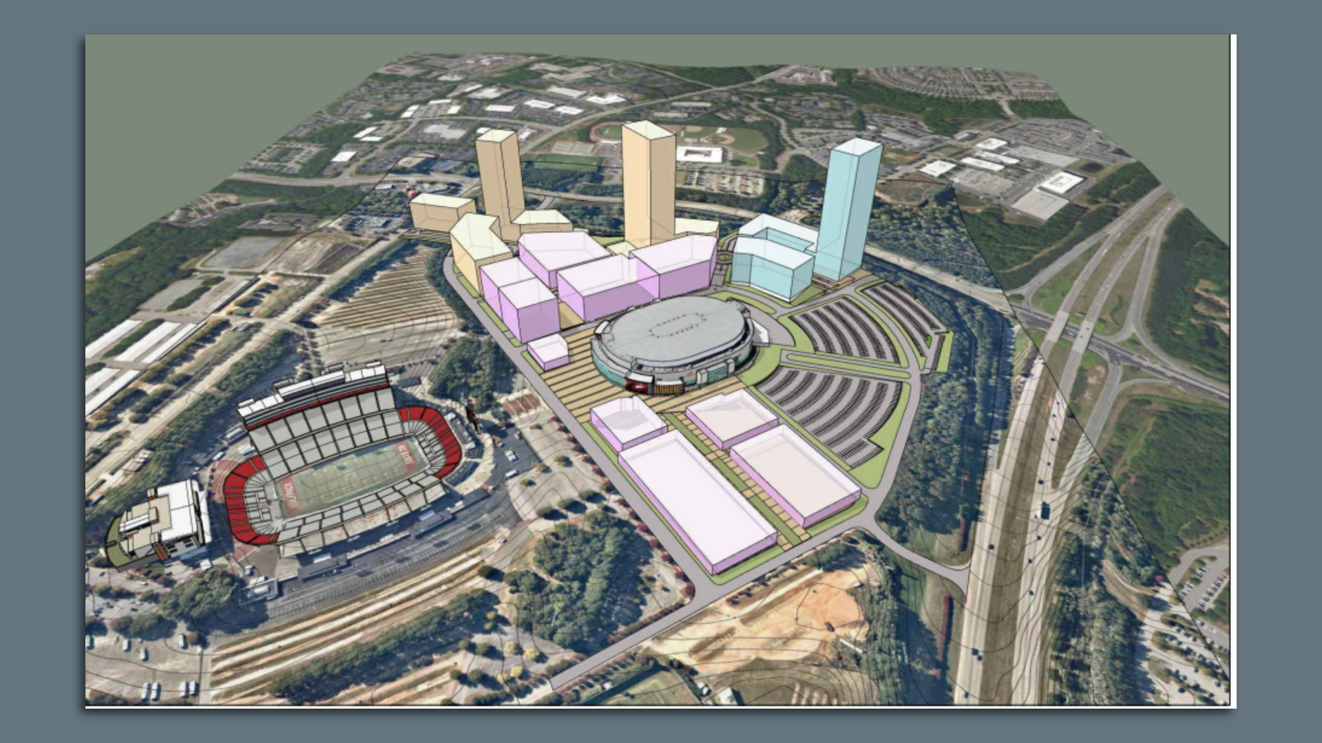 A rendering of what development around the Lenovo Center could look like