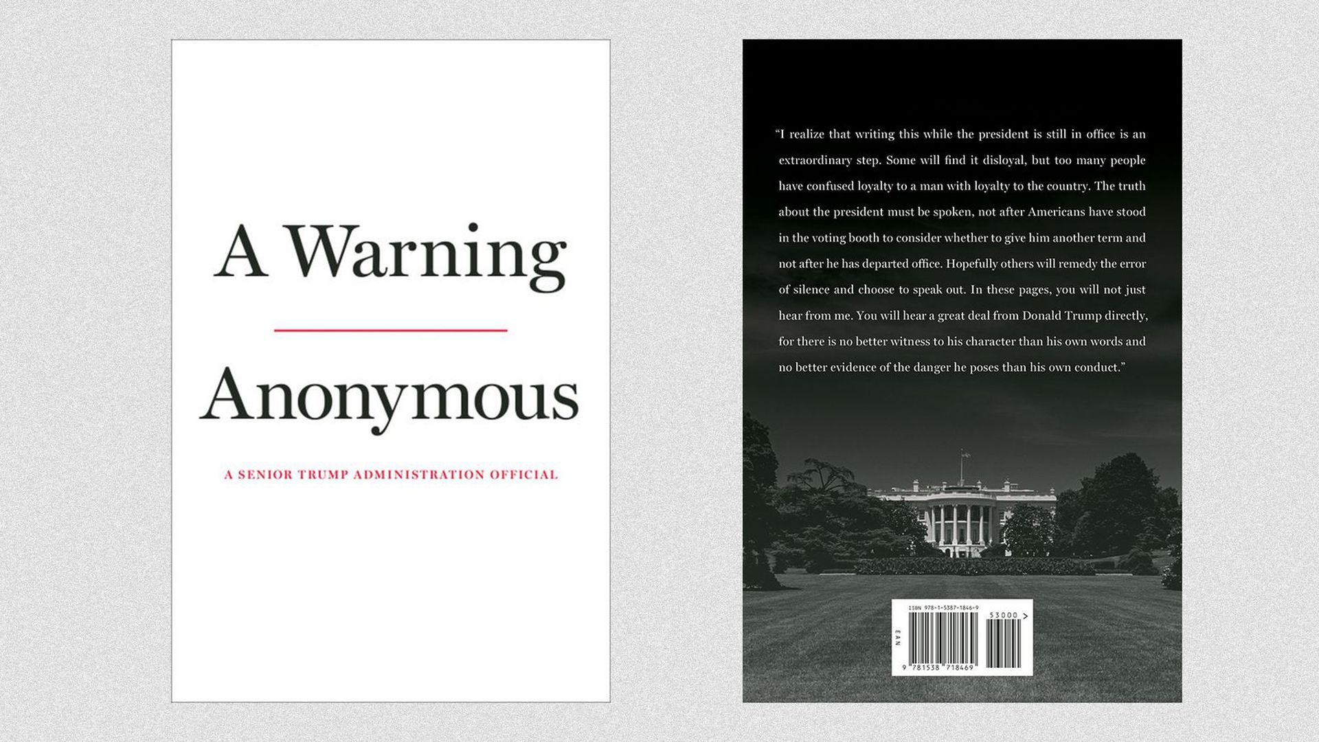 A graphic of the book cover by the anonymous Trump administration official.