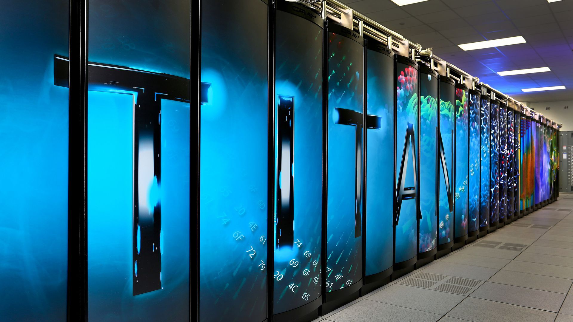 The TITAN supercomputer at Oak Ridge National Laboratory, currently one of the most powerful such systems worldwide.