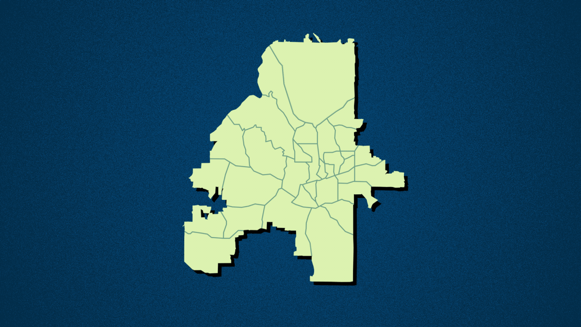An interactive map depicting of the neighborhood of Buckhead splitting off from the city of Atlanta