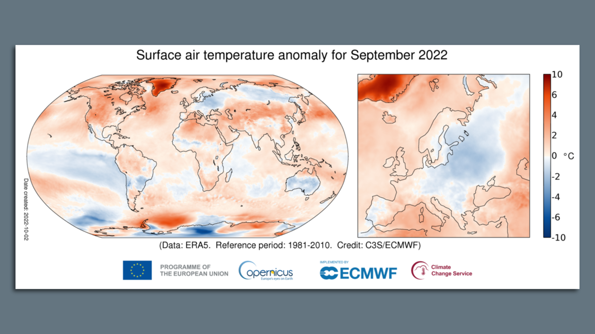Map showing surface air temperature anomalies during September.