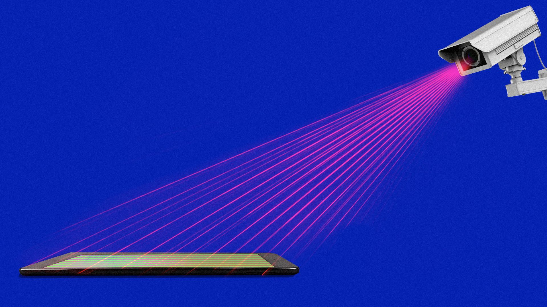 Illustration of a video camera looking on to an iPhone.