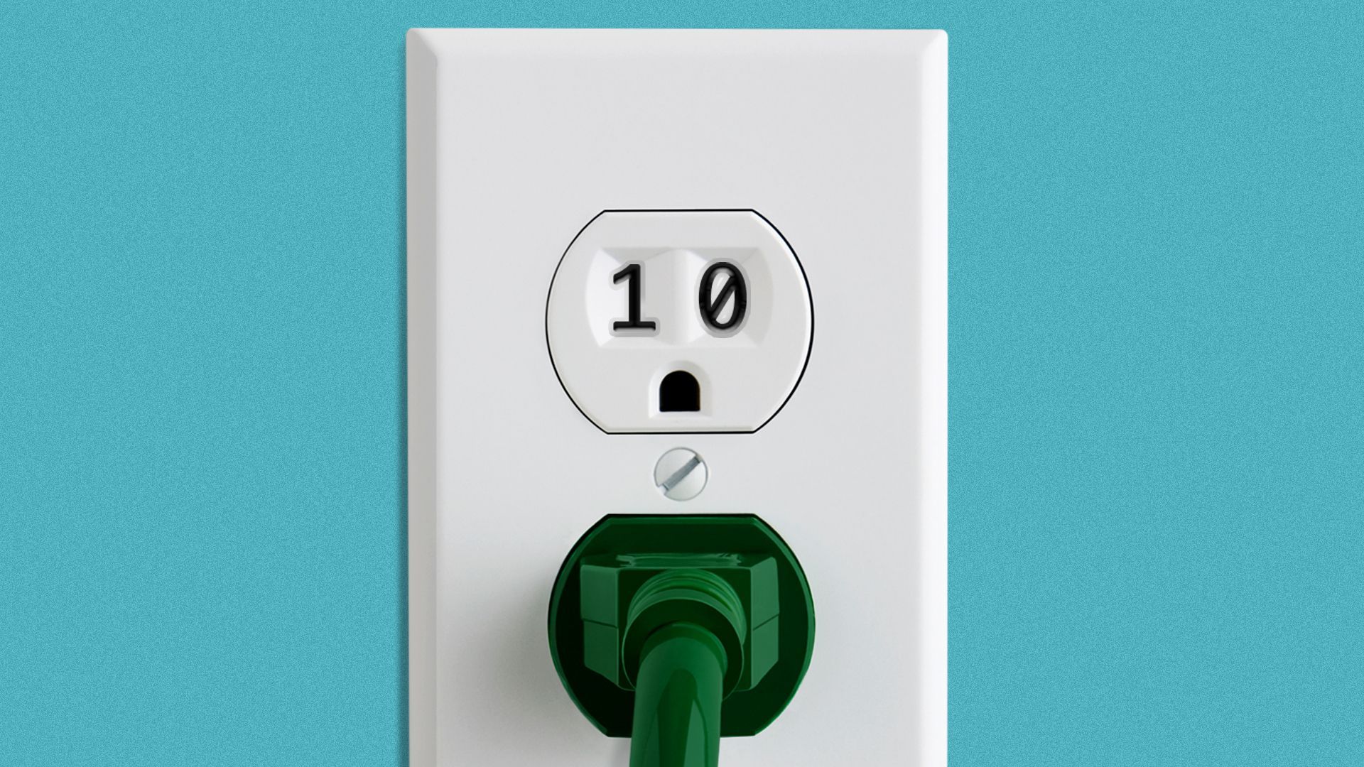 Illustration of an electrical outlet with a 1 and zero for holes