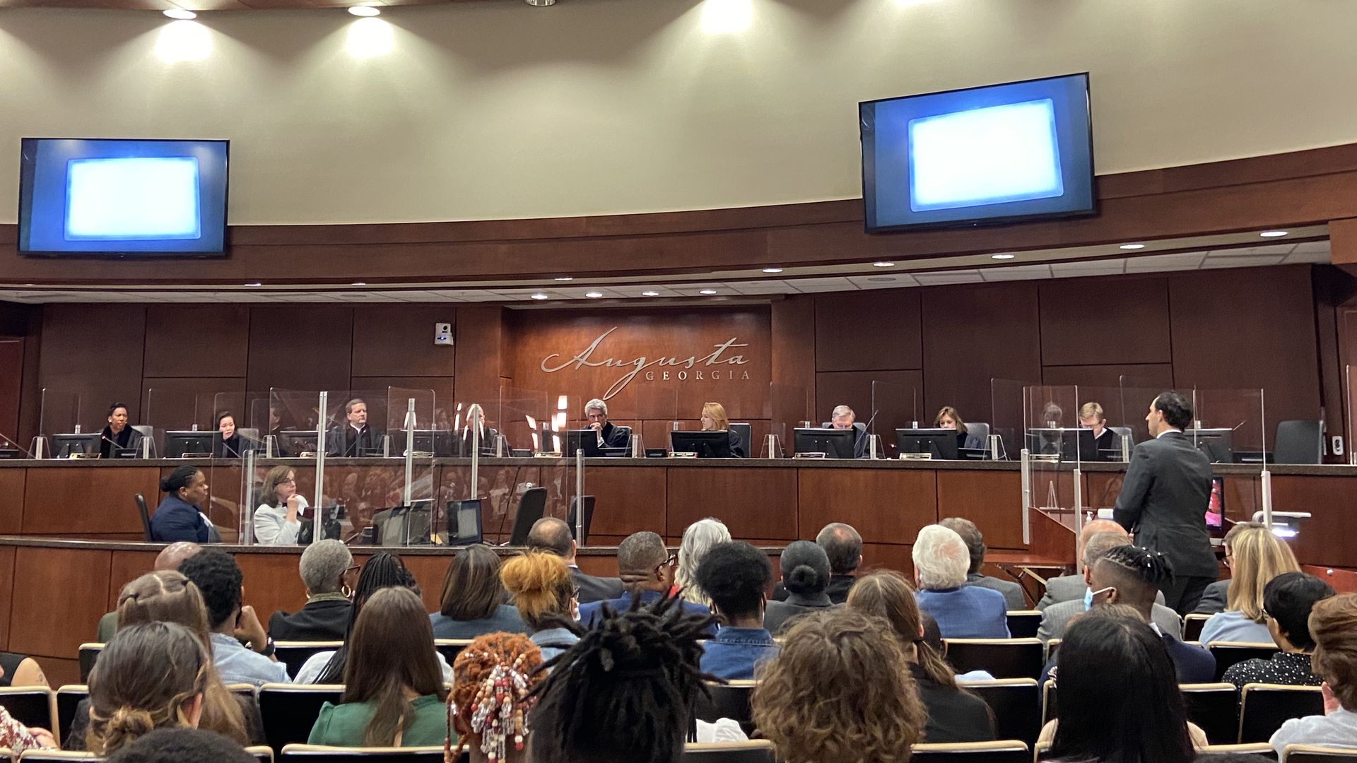 State supreme court arguments in a courtroom