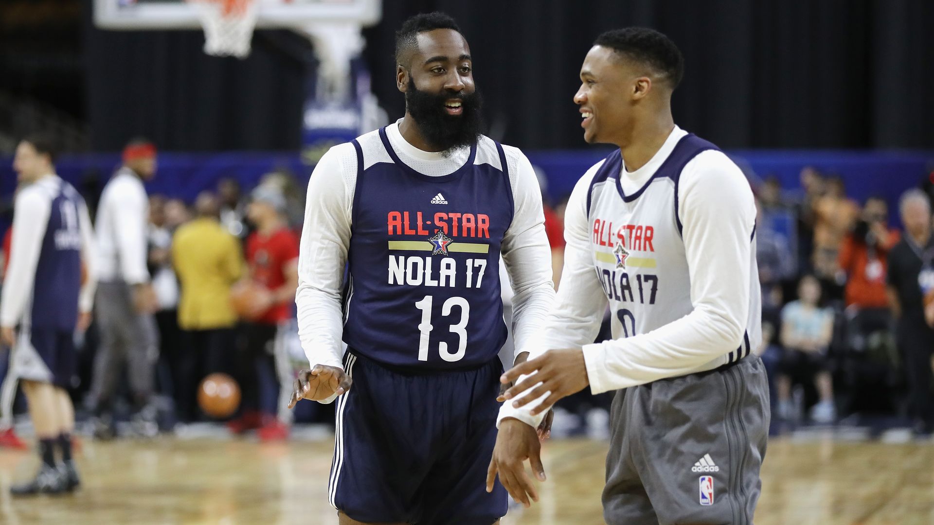 James Harden and Russell Westbrook at the 2017 All-Star Game