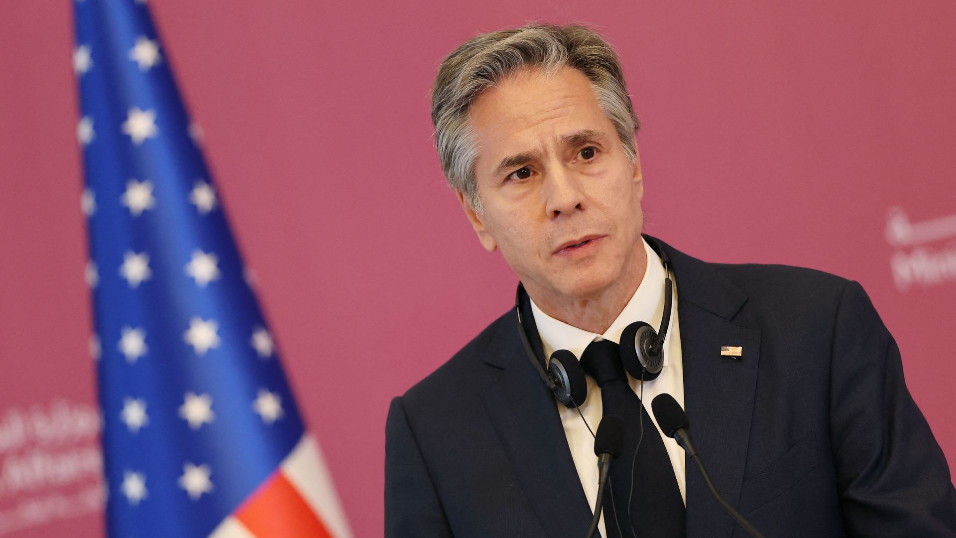 Antony Blinken holds a press conference with Qatar's Foreign Minister
