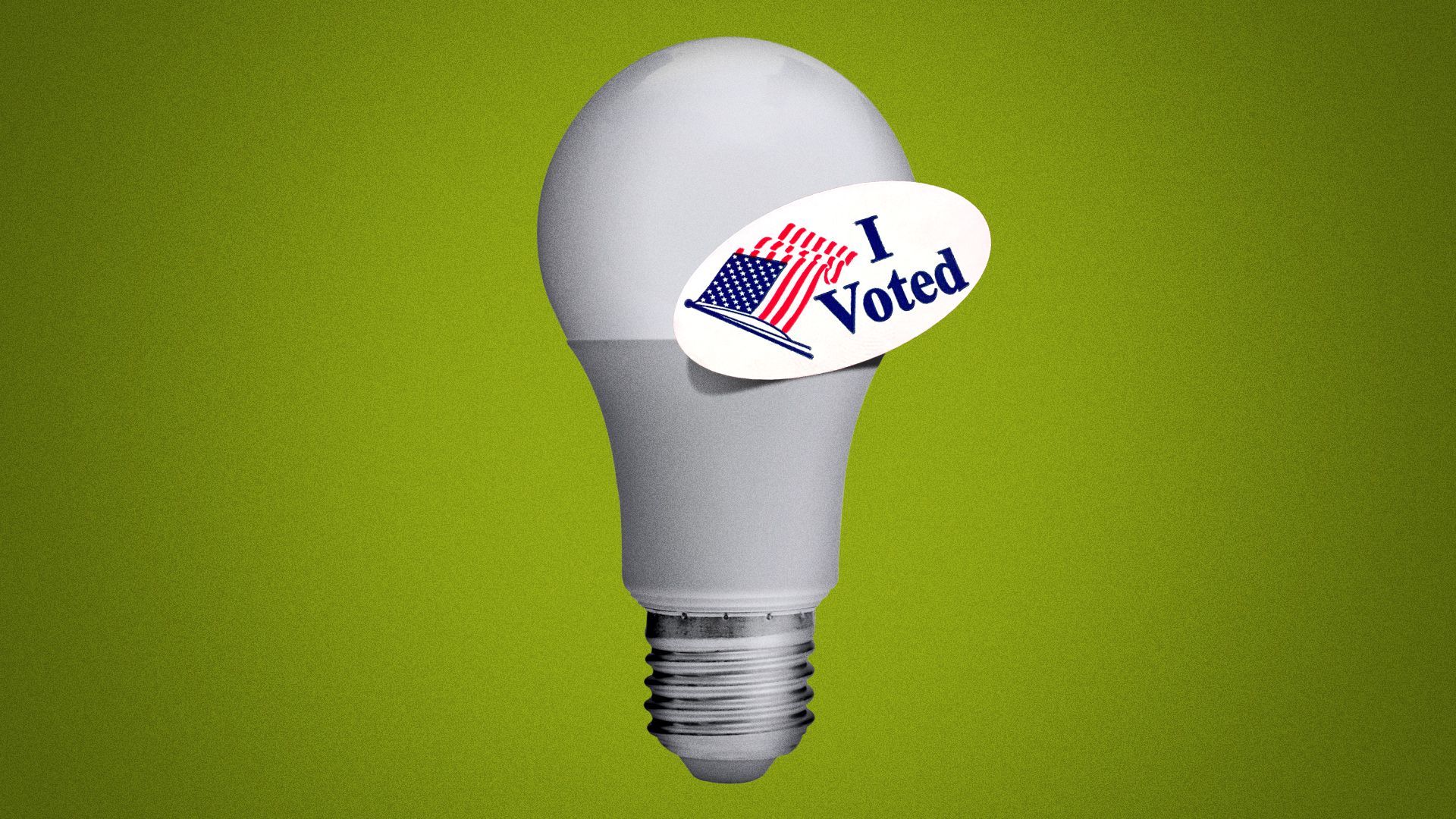Illustration of an "I Voted" sticker on a lightbulb. 