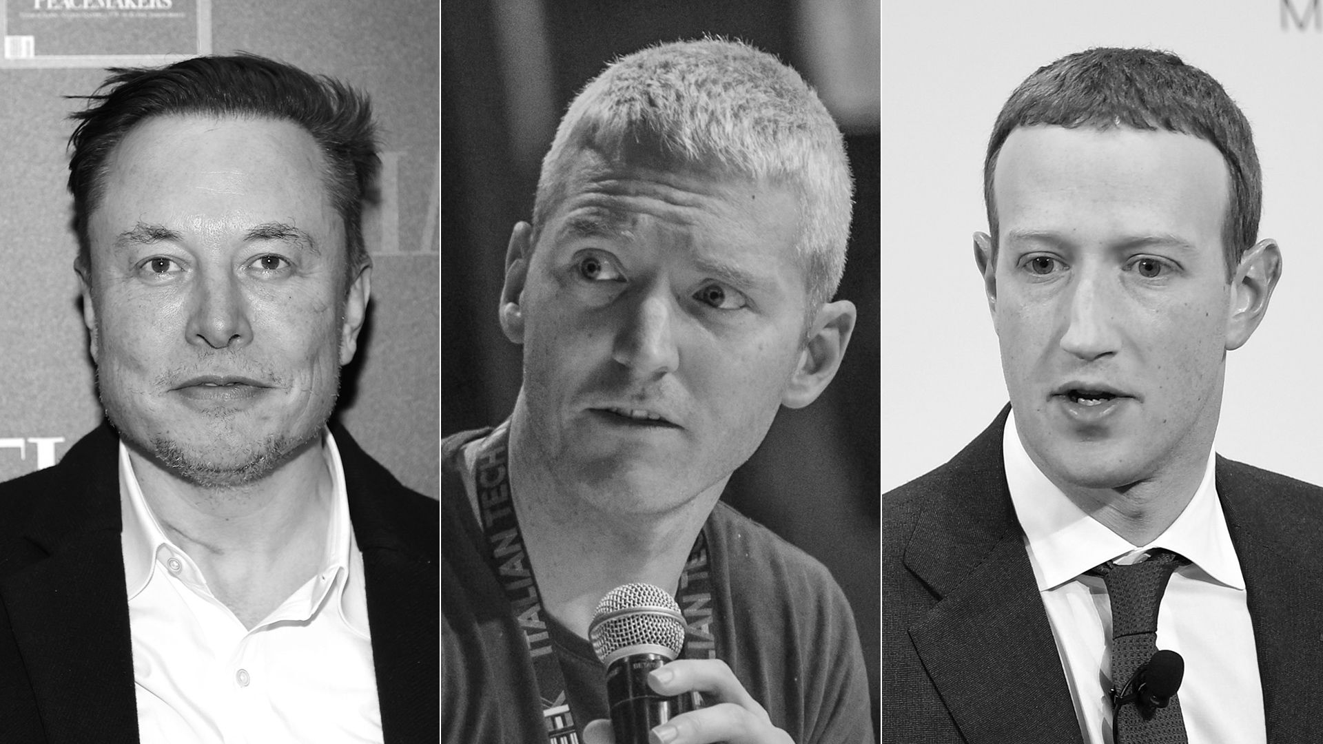 Photo of Elon Musk, Patrick Collison and Mark Zuckerberg