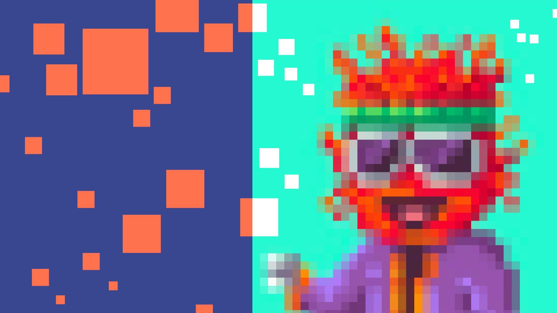 Illustration of Dotta's avatar and abstract shapes.