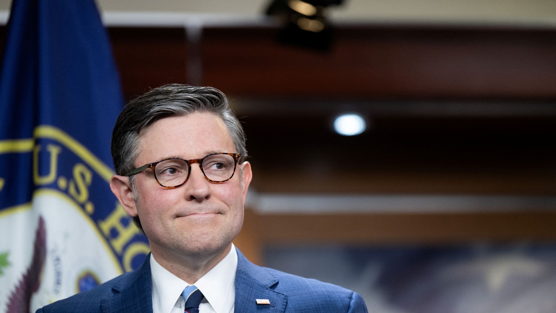 House Speaker Mike Johnson during a Capitol Hill press conference on Jan. 21.