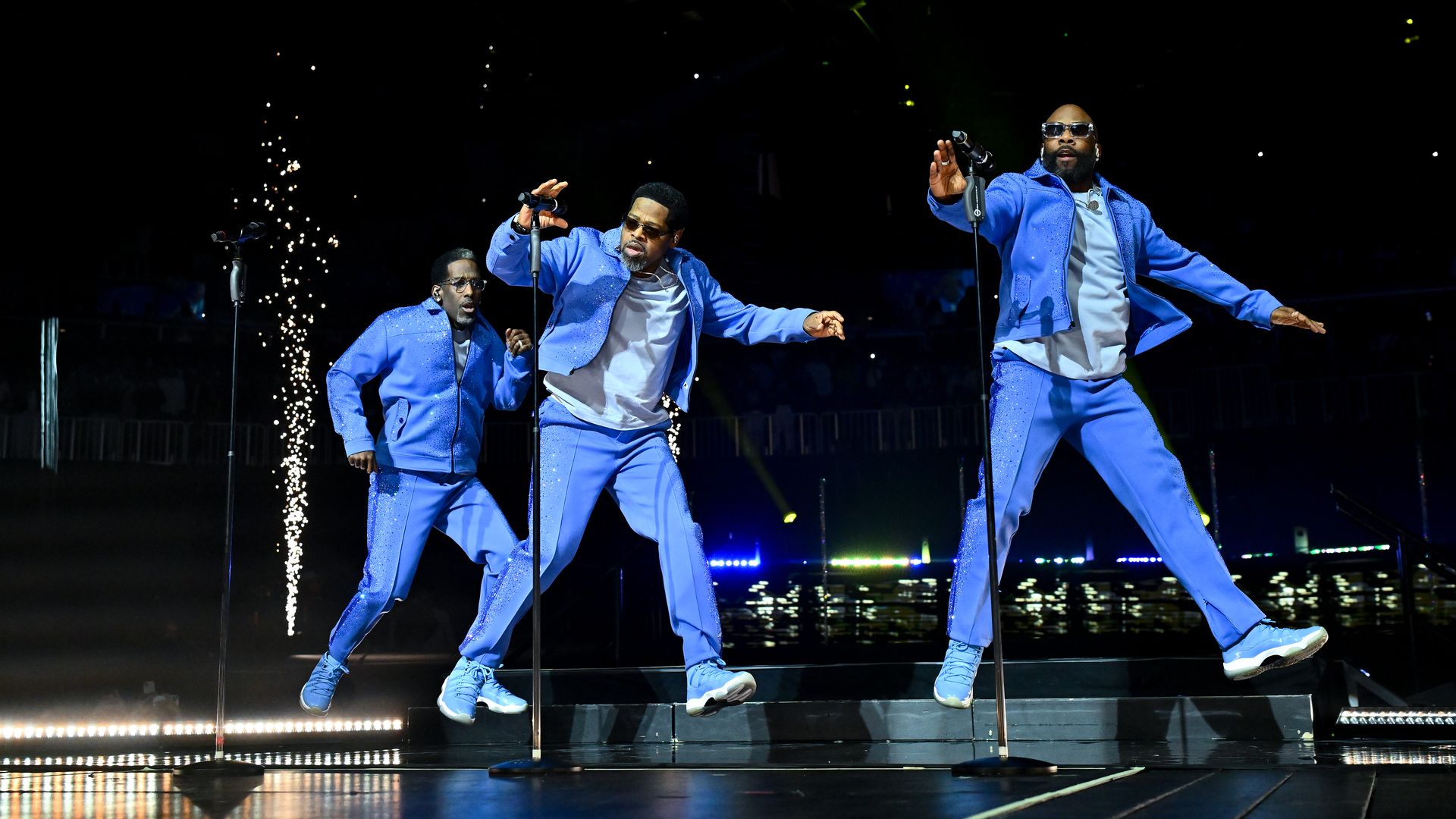 hawn Stockman, Nathan Morris, and Wanya Morris of Boyz II Men perform onstage during the New Edition Way tour at State Farm Arena on March 29, 2026 in Atlanta, Georgia. (Photo by Paras Griffin/Getty Images)