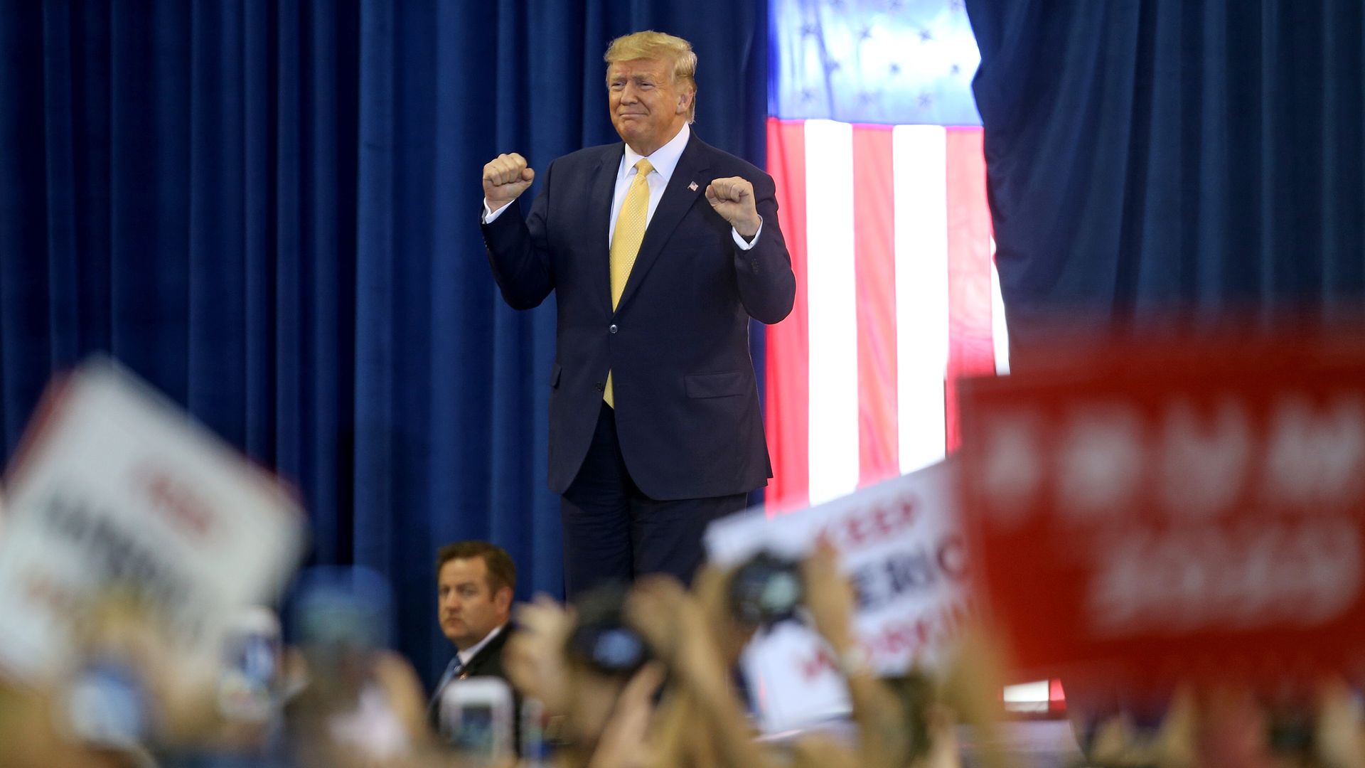  President Donald Trump speaks during a campaign rally at Sudduth Coliseum on October 11, 2019 in Lake Charles, Louisiana.