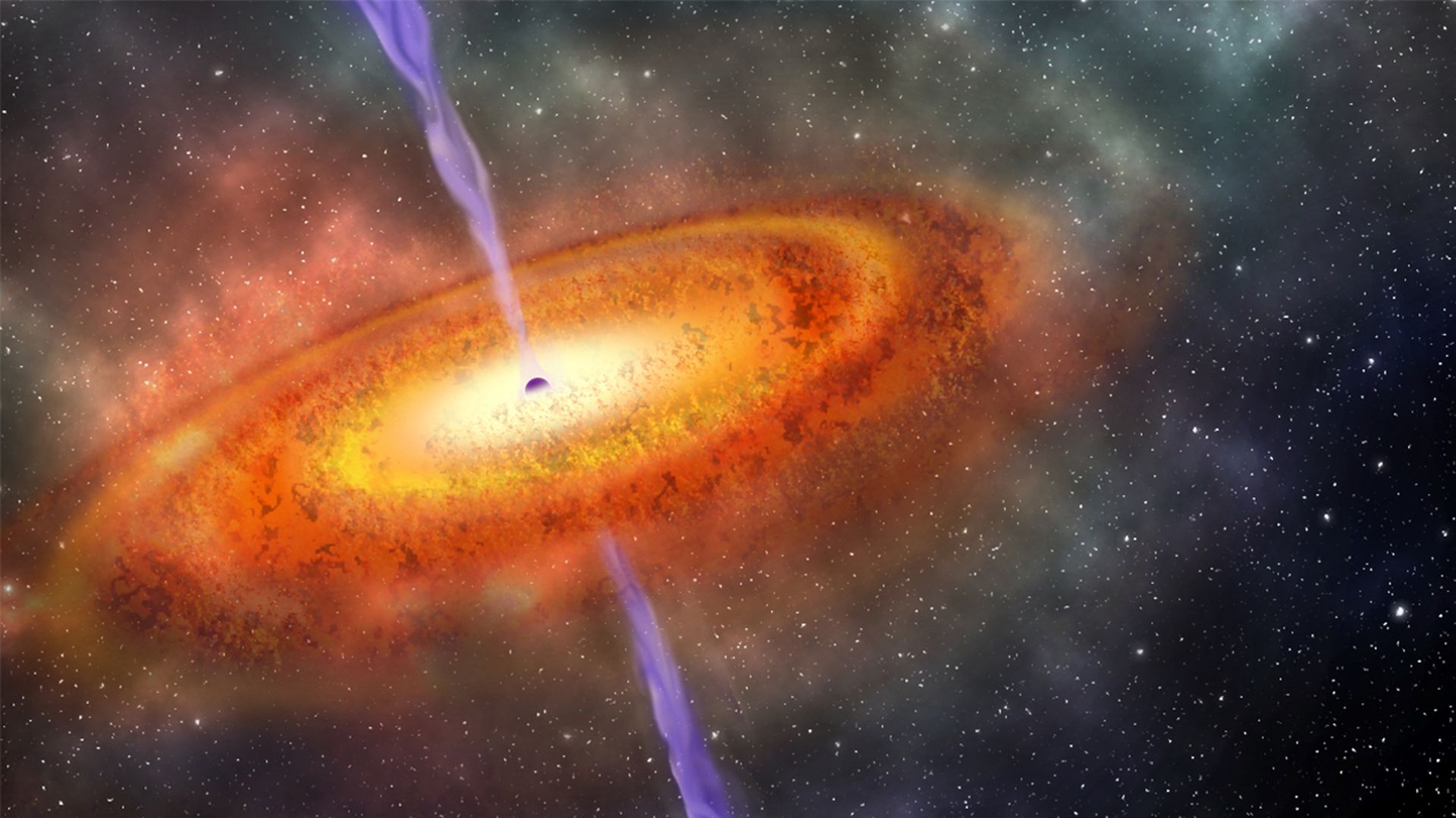 Artist’s conception of the most-distant supermassive black hole ever discovered.