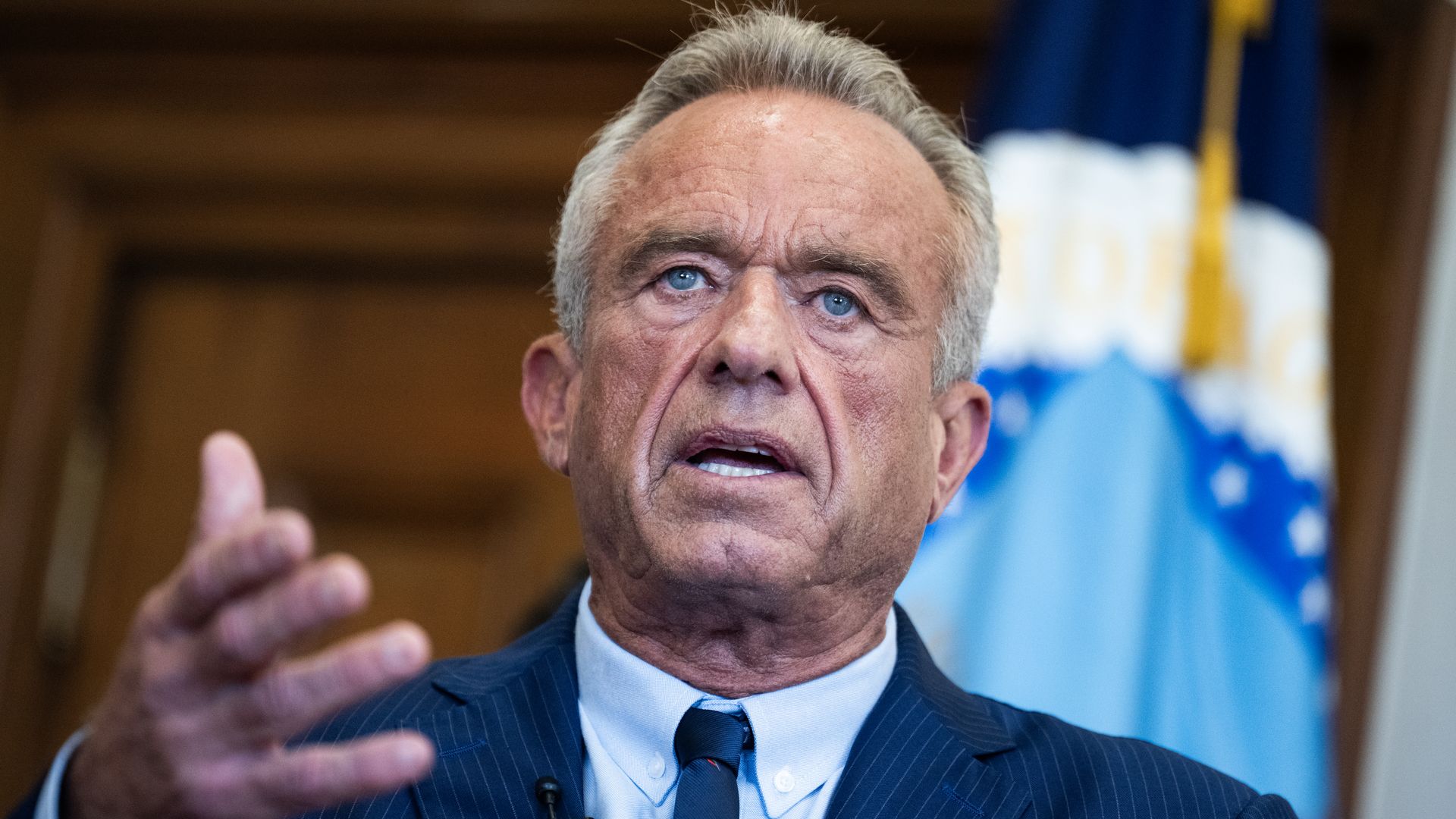 A close up image of HHS Secretary Robert F. Kennedy Jr., speaking at an event on August 4.