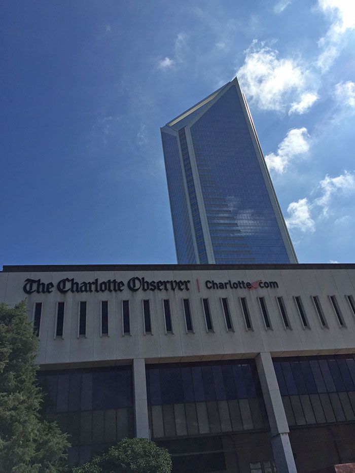 The Charlotte Observer's old headquarters on South Tryon, as seen in early 2016
