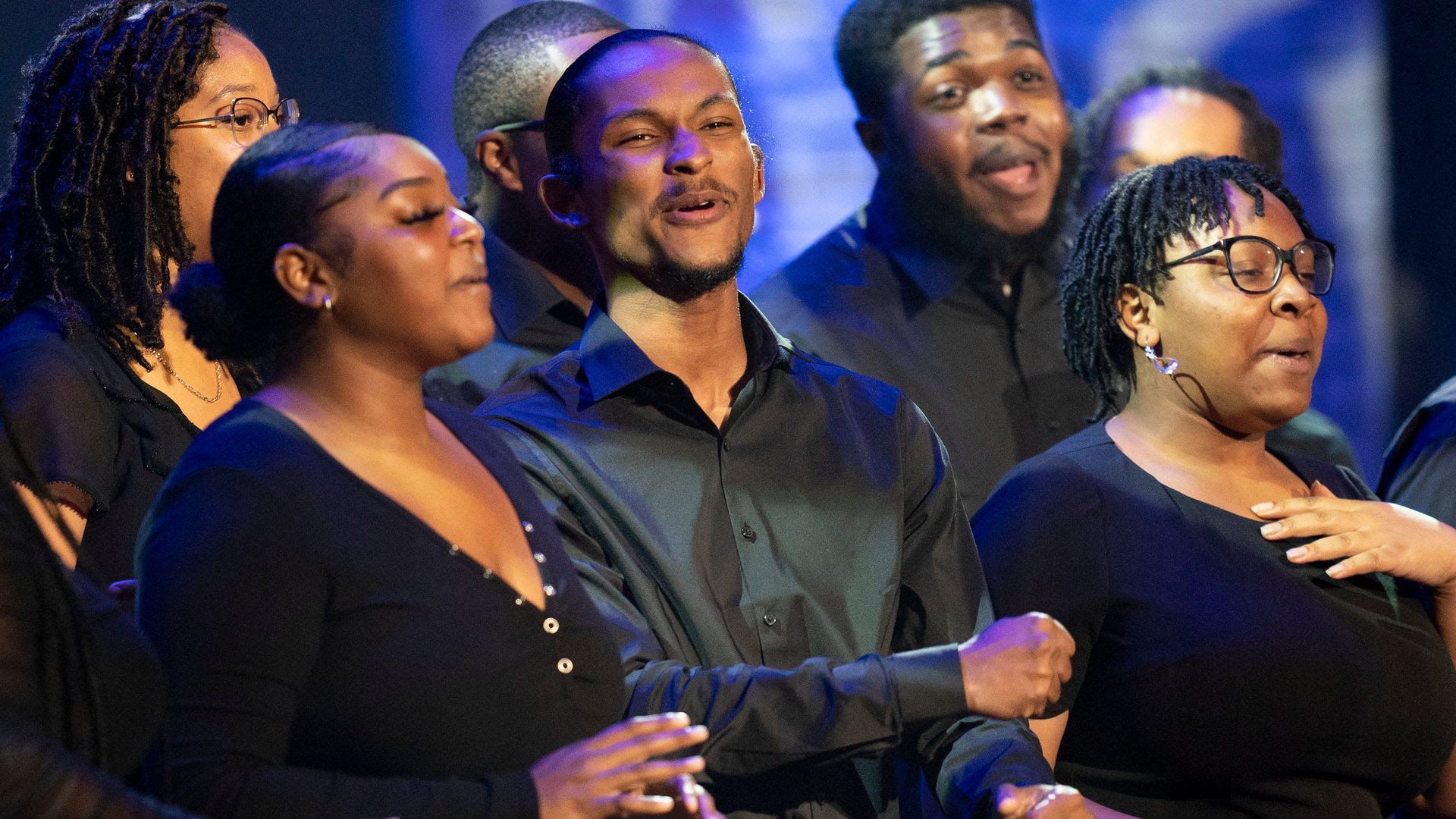 The Fisk Jubilee Singers perform during the 2021 Americana Music Association Awards ceremony at the Ryman Auditorium. 