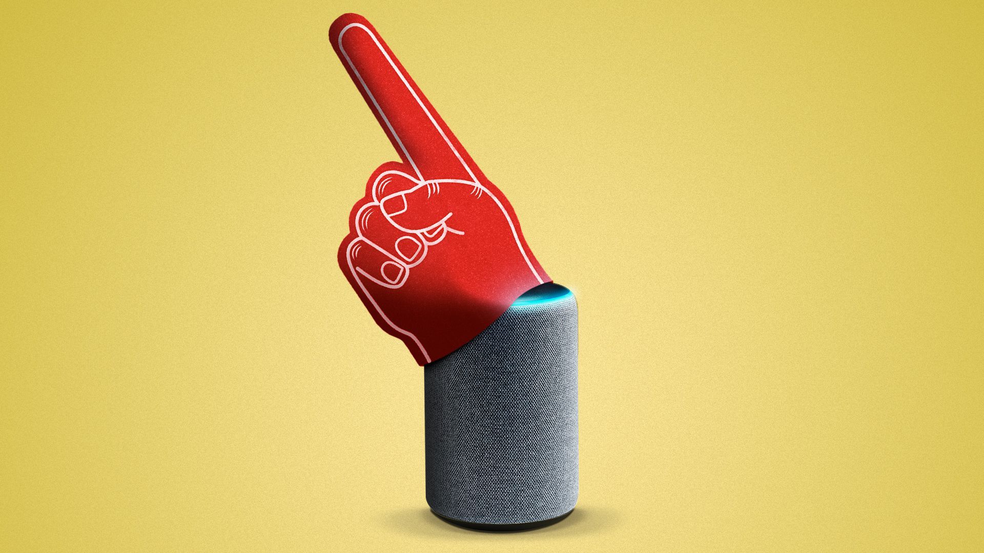 Illustration of an Alexa wearing a sports fan foam finger