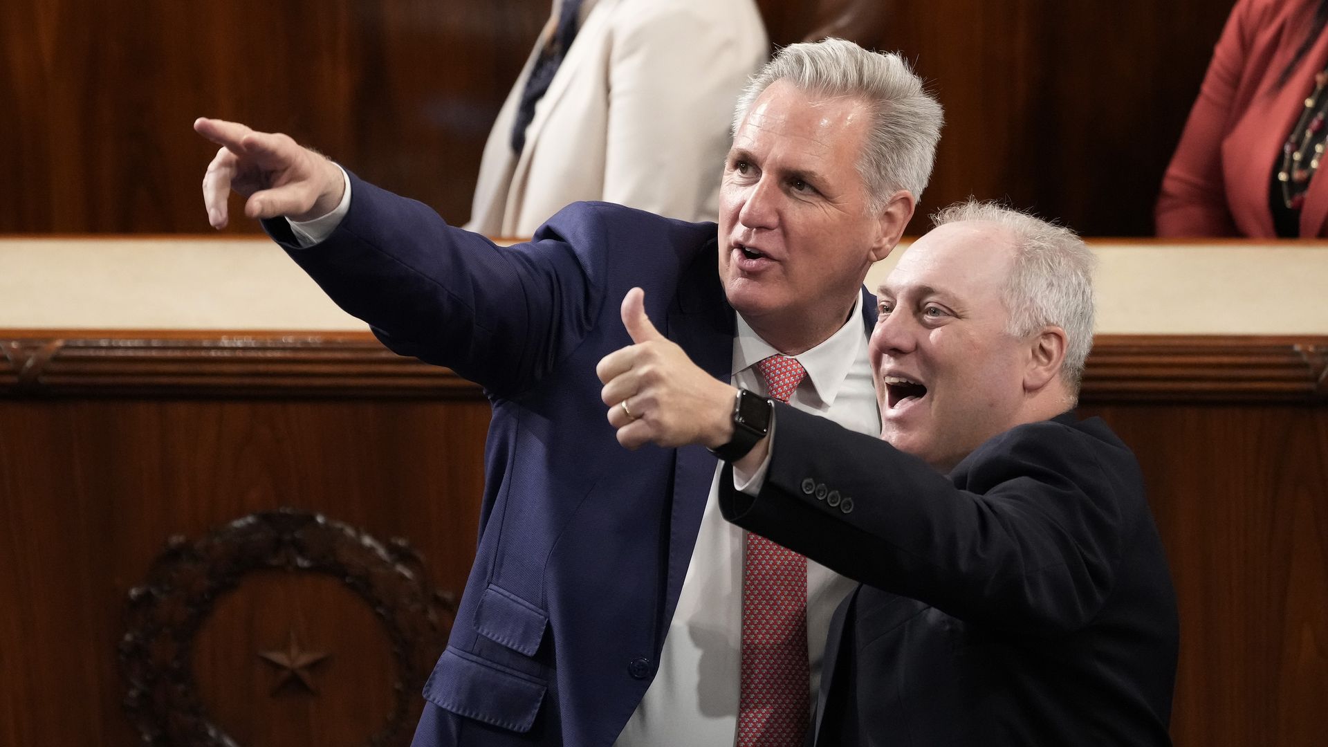 Kevin McCarthy and Steve Scalise on the House floor