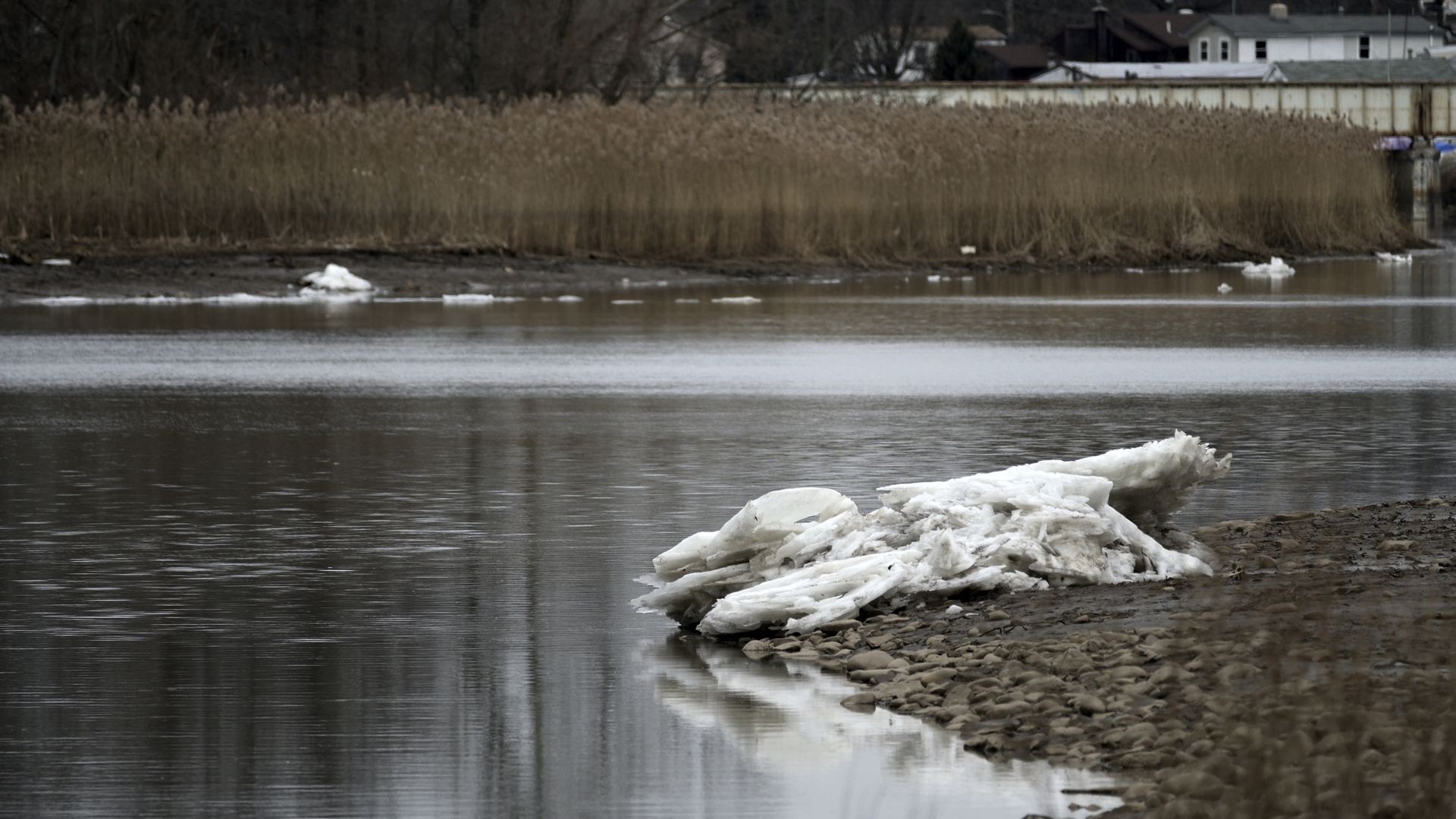 Ice formation at Neshaminy Creek near the mouth to the Delaware river
