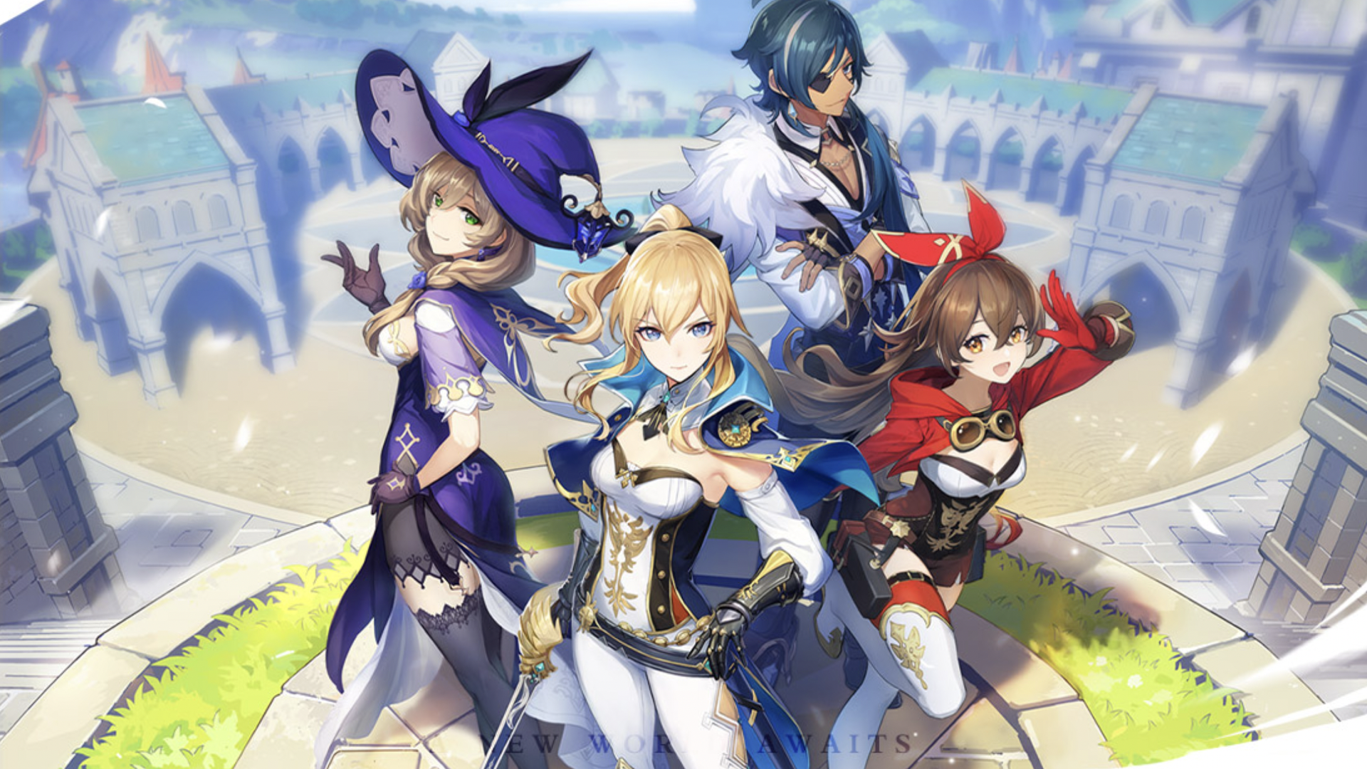 Screenshot of a video game with 4 female animated characters.