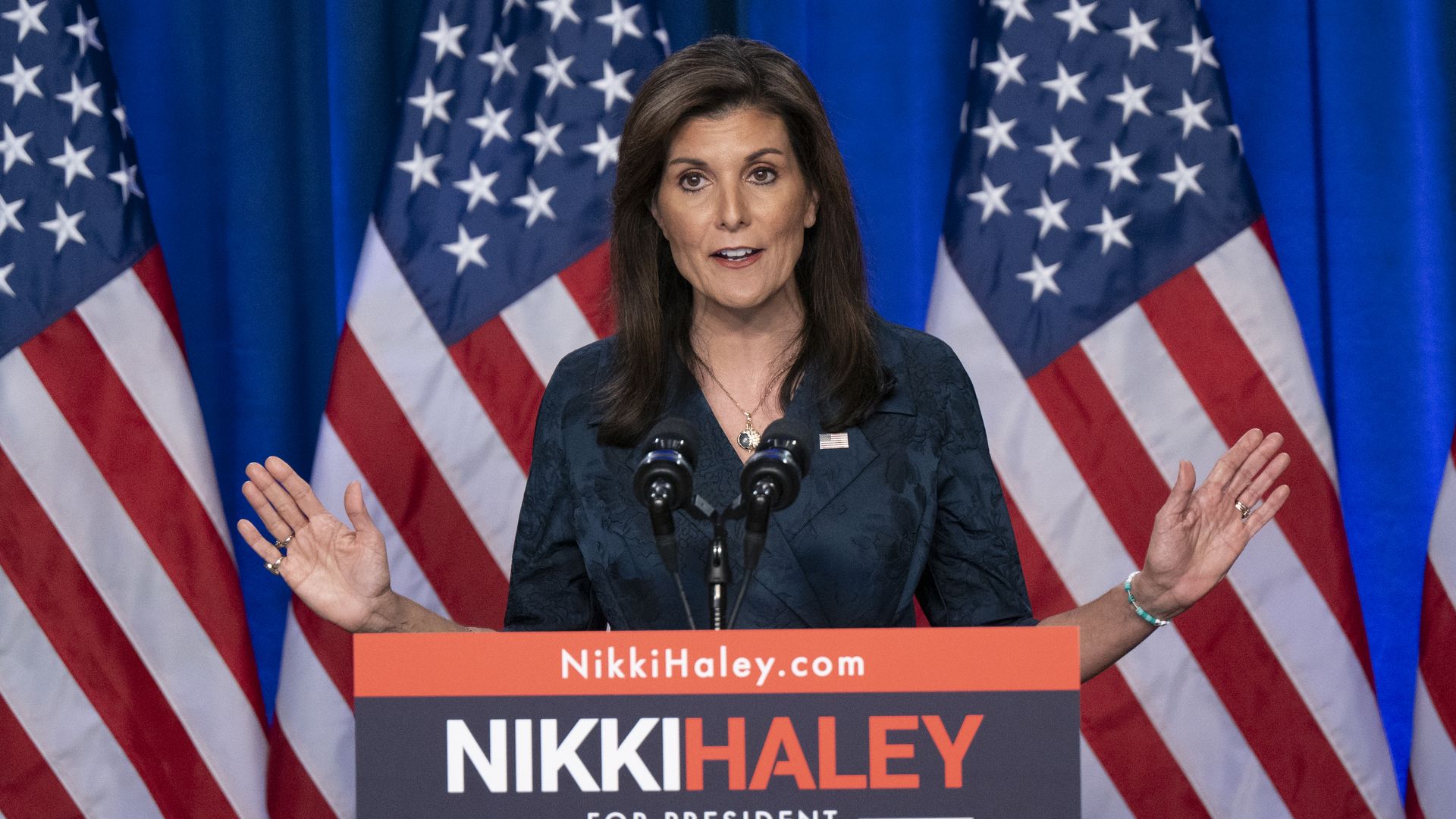 Republican presidential candidate, former U.N. Ambassador Nikki Haley, speaks at a campaign event at Clemson University at Greenville on February 20, 2024 in Greenville, South Carolina. 