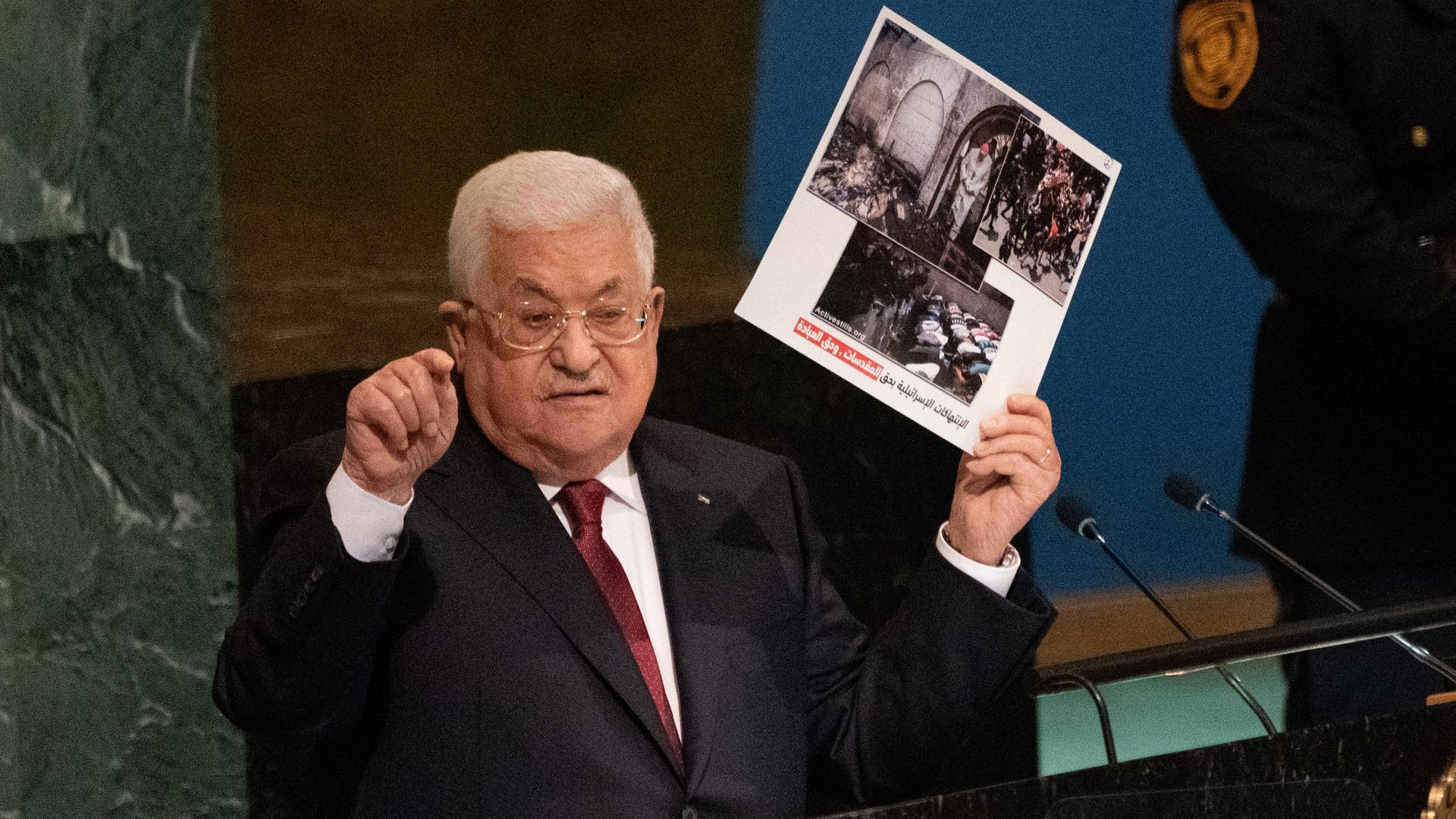 Palestinian President Mahmoud Abbas speaks at the UN General Assembly.