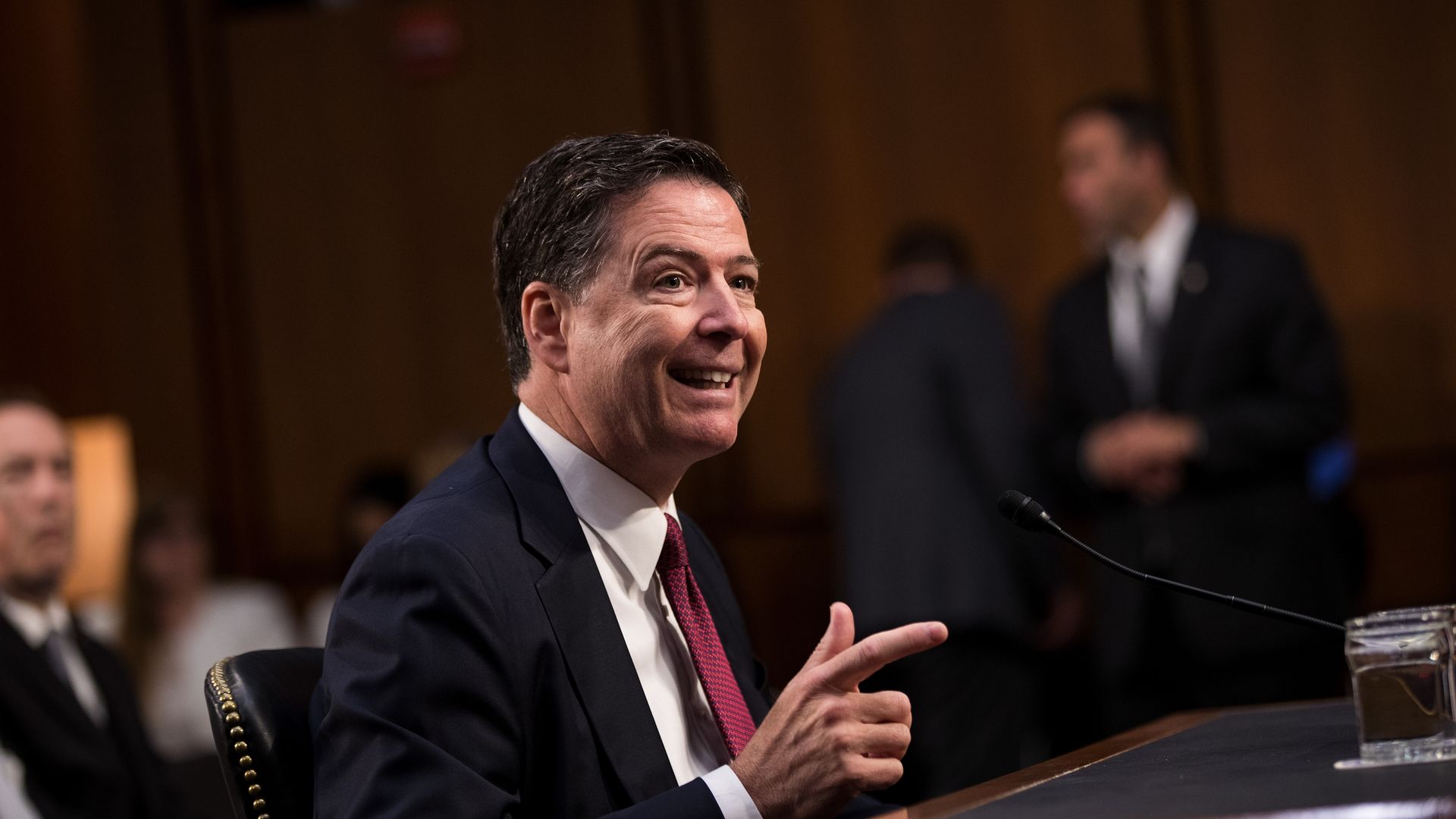 Jim Comey testifying before Congress. His new book comes out Tuesday.