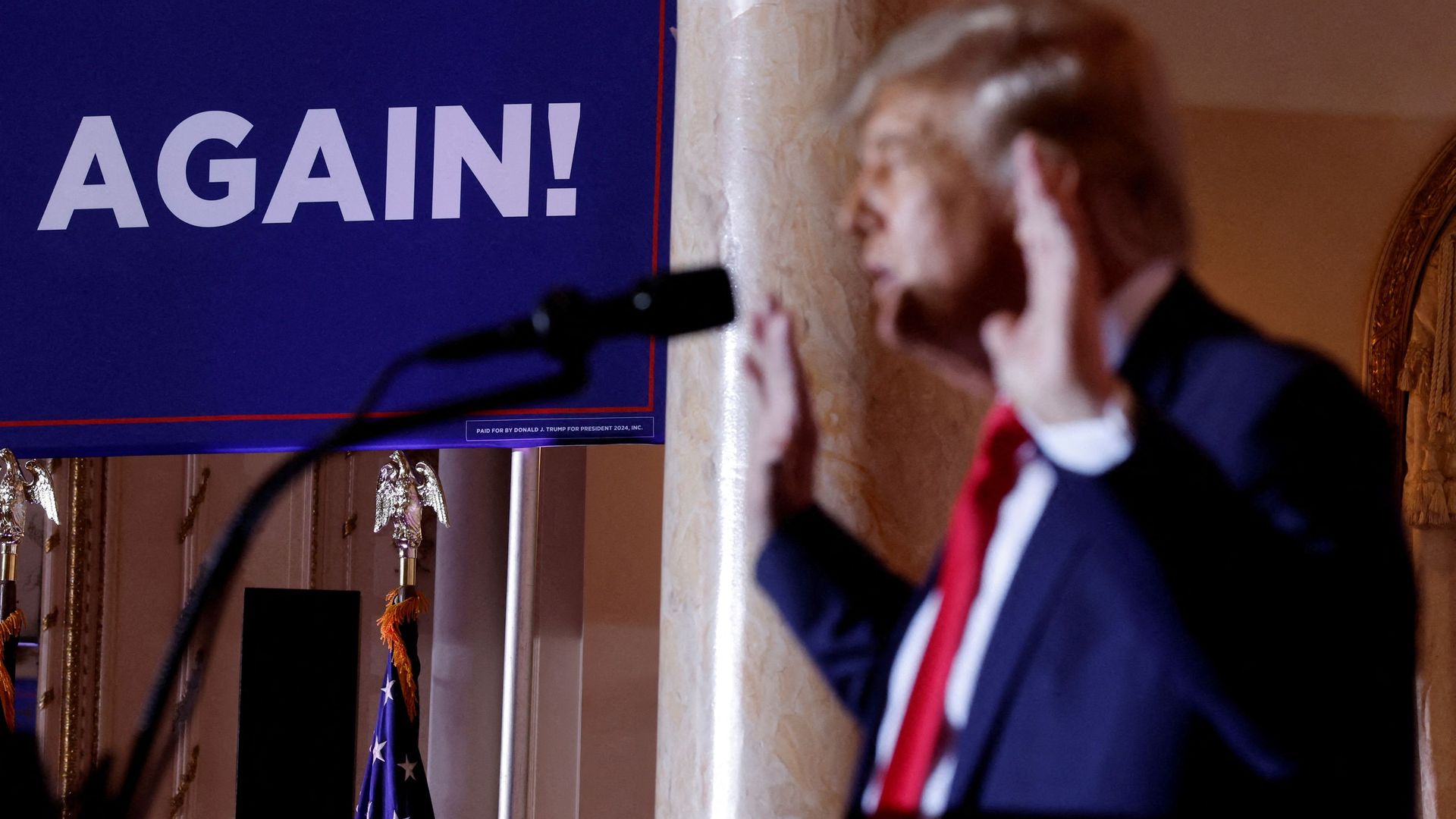 Donald Trump announces his third presidential campaign at Mar-a-Lago on Tuesday.