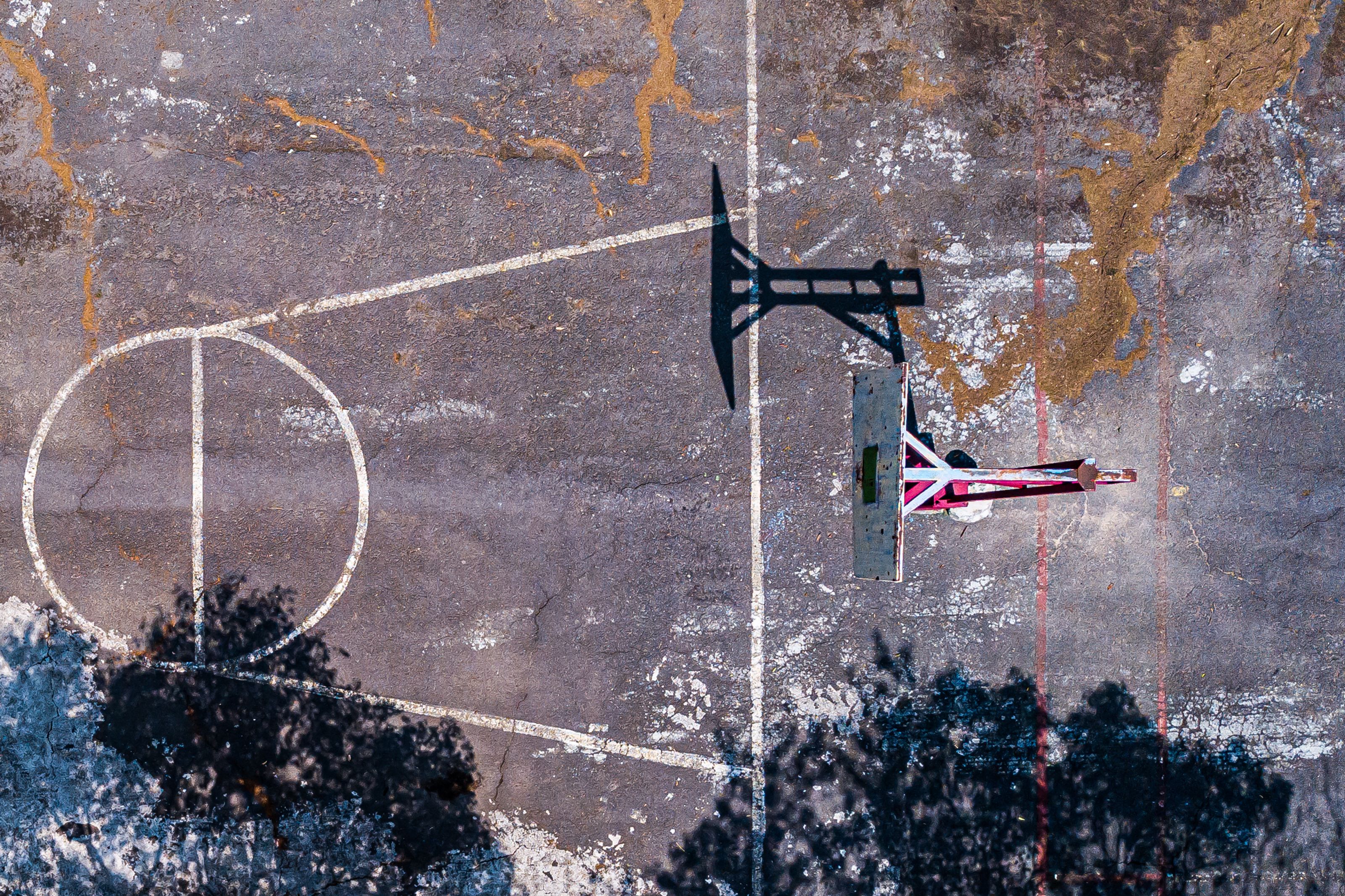 Empty basketball court