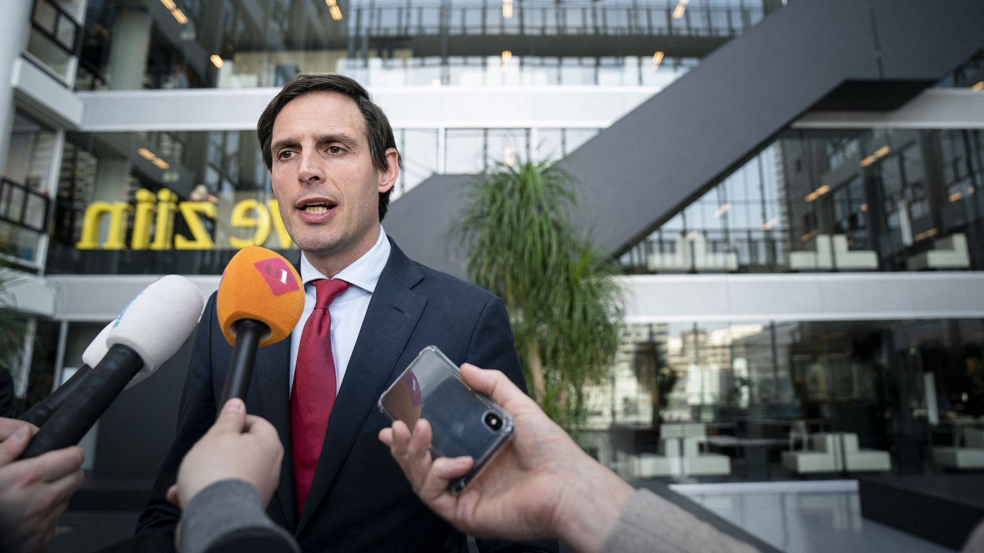 Wopke Hoekstra talks to the press in The Hague on March 29, 2022, following the decision to expel 17 Russian diplomats