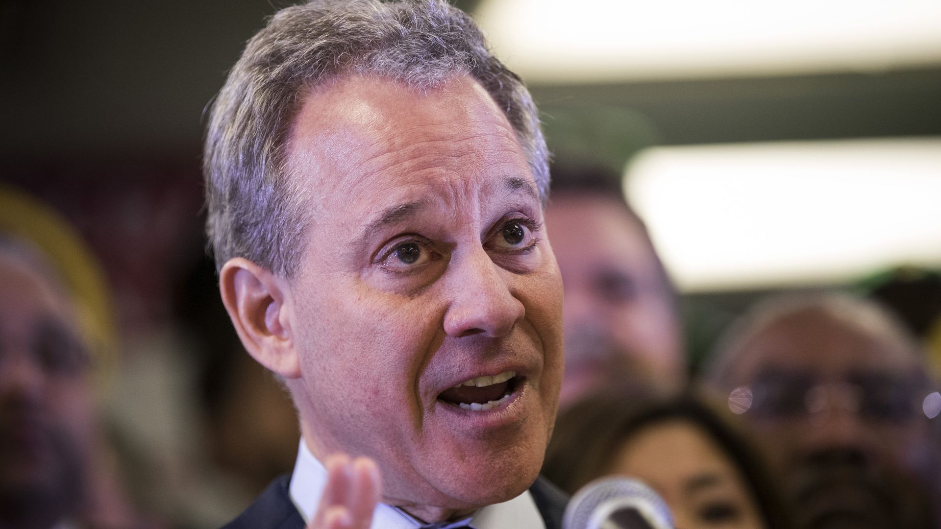A close up of Eric Schneiderman speaking
