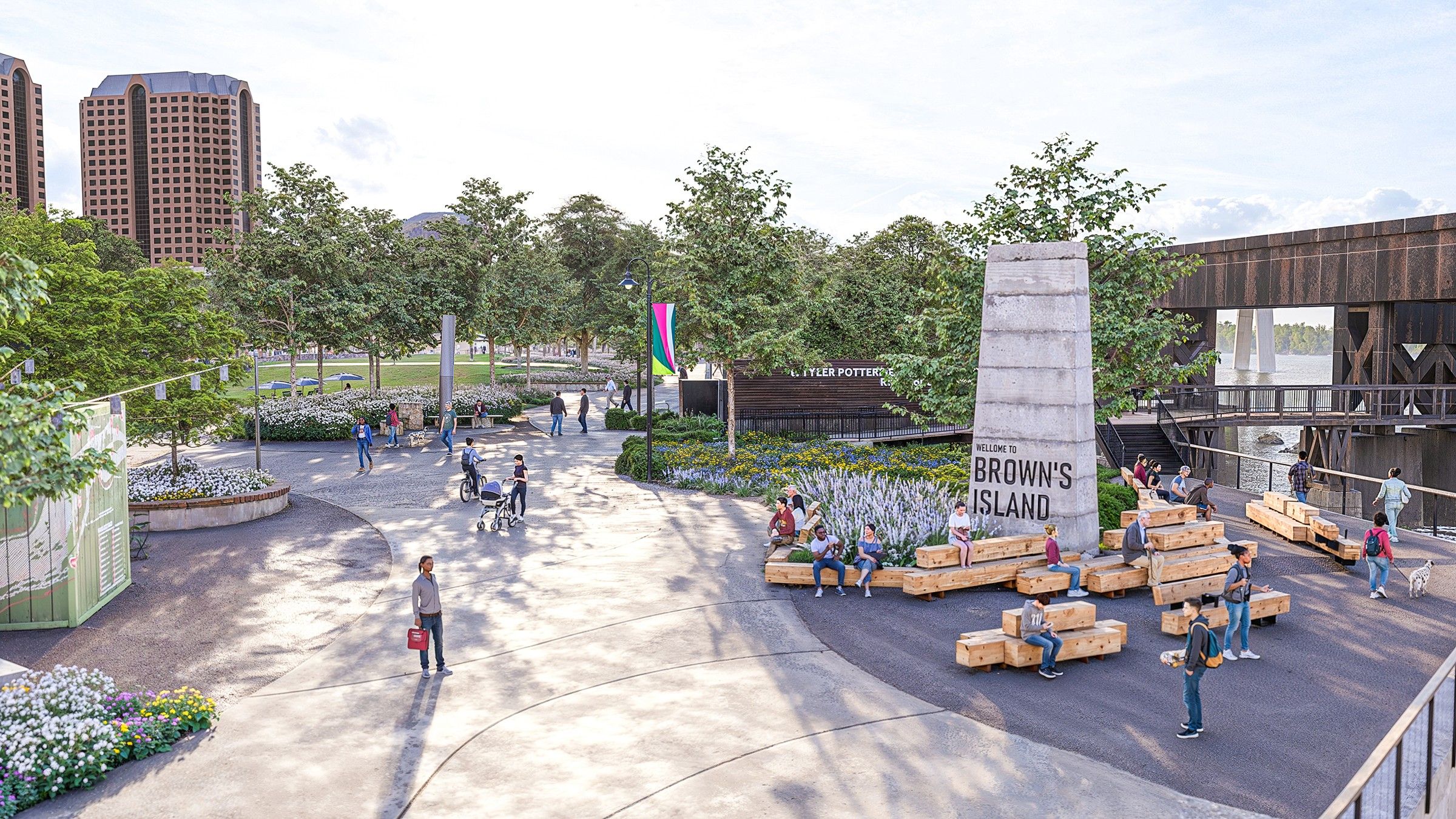 another rending of Brown's showing cool logs to sit on