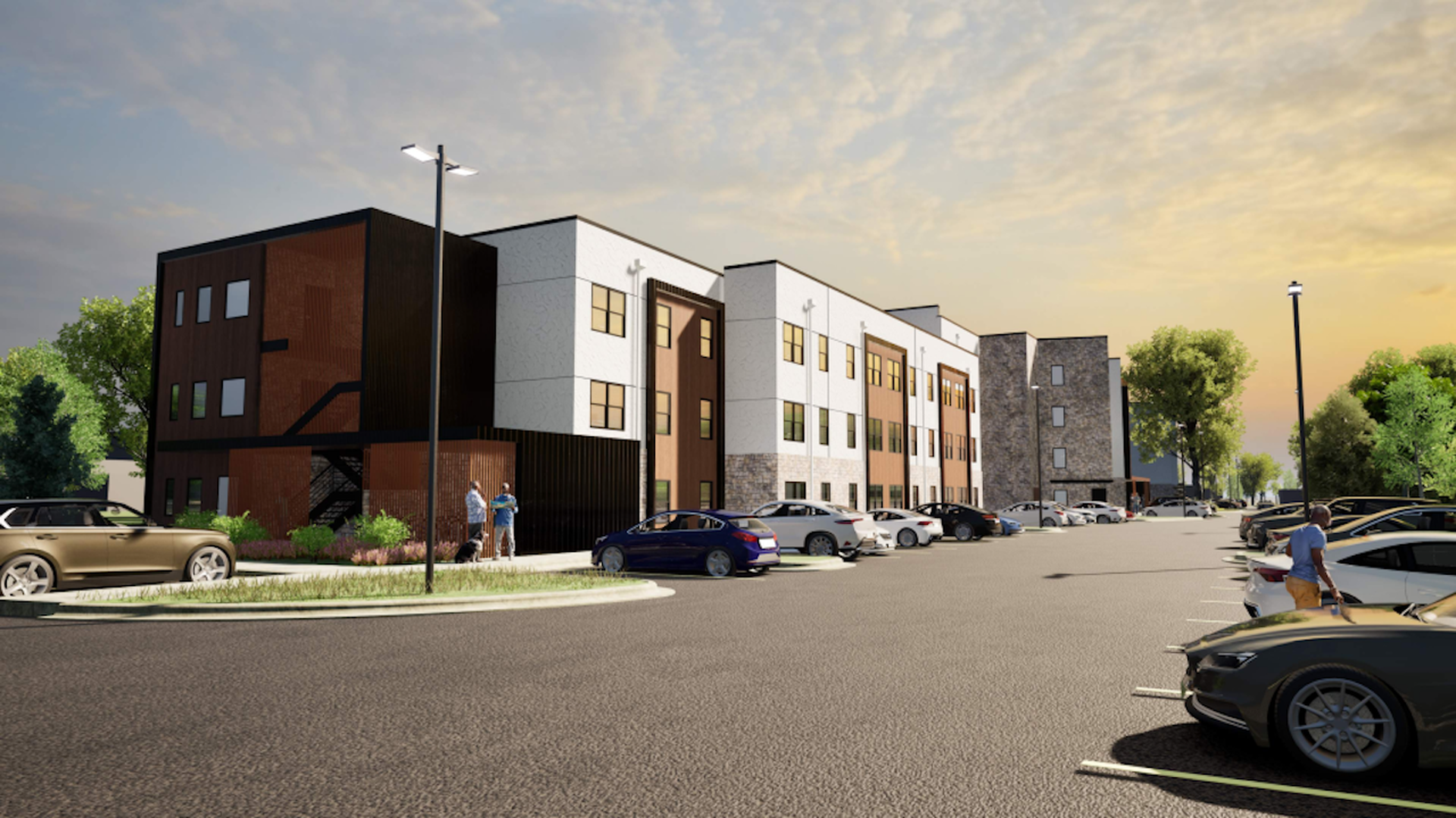 A rendering of a new set of buildings.