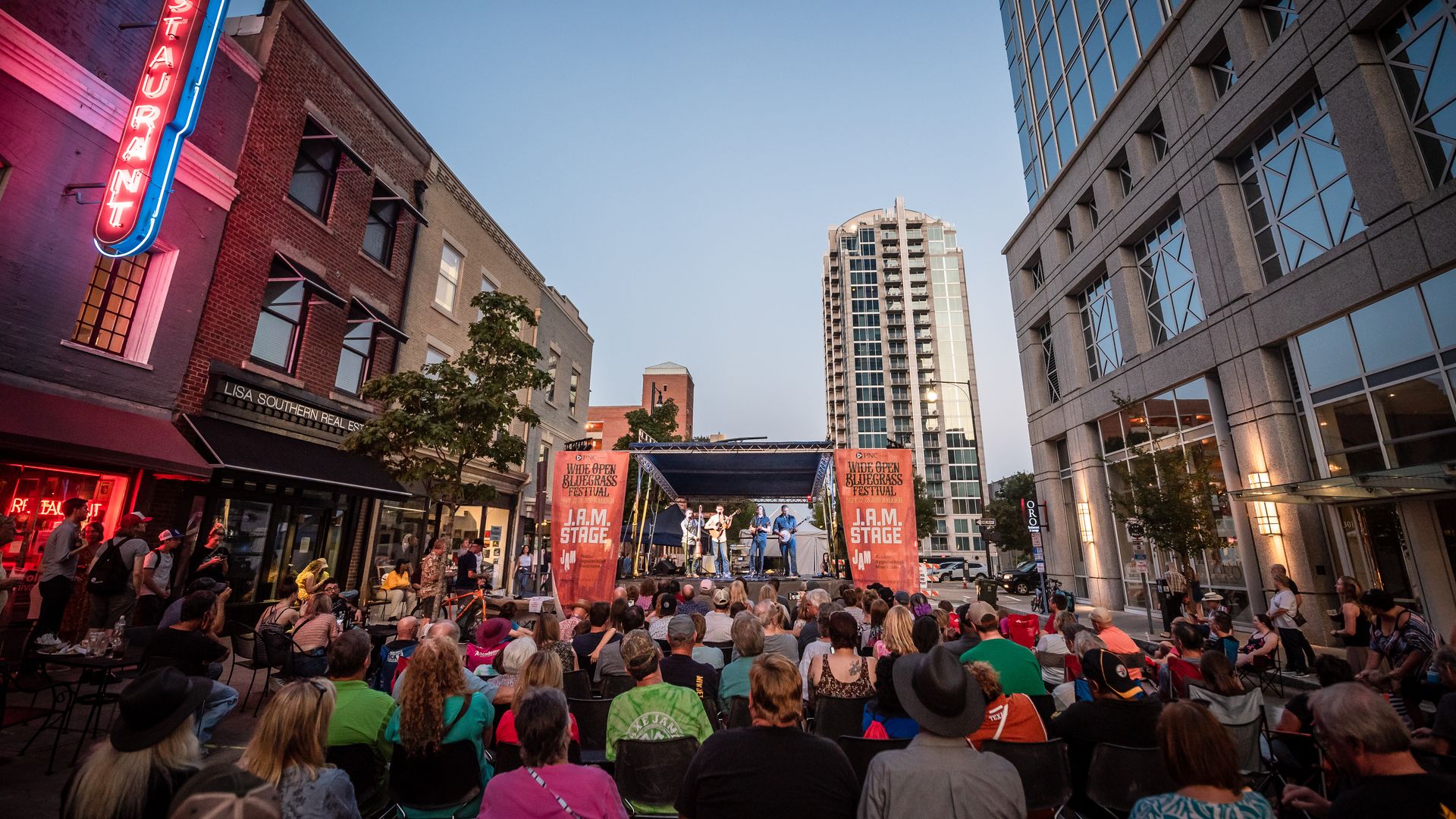 The World of Bluegrass Festival during 2019 in downtown Raleigh. Photo: Visit Raleigh