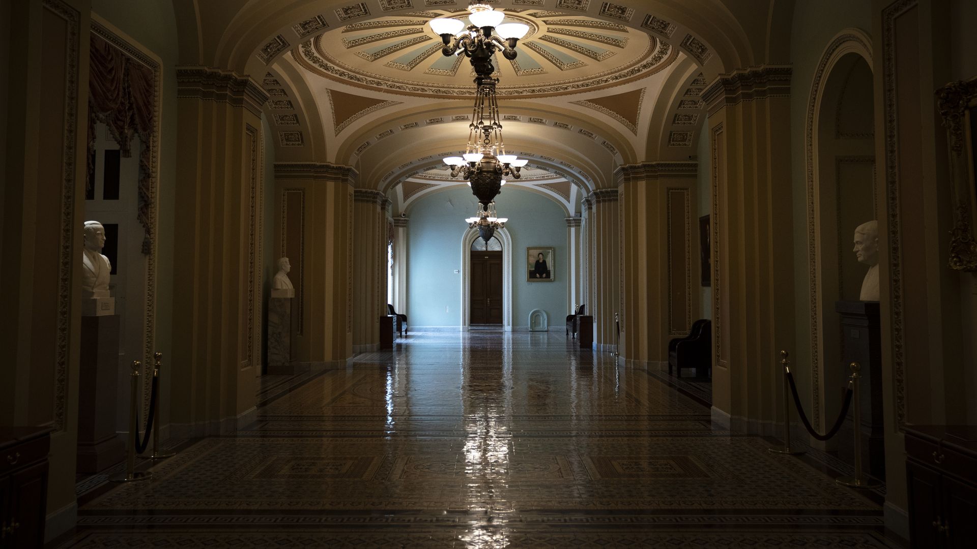 Image of the empty hallways outside the U.S. Senate