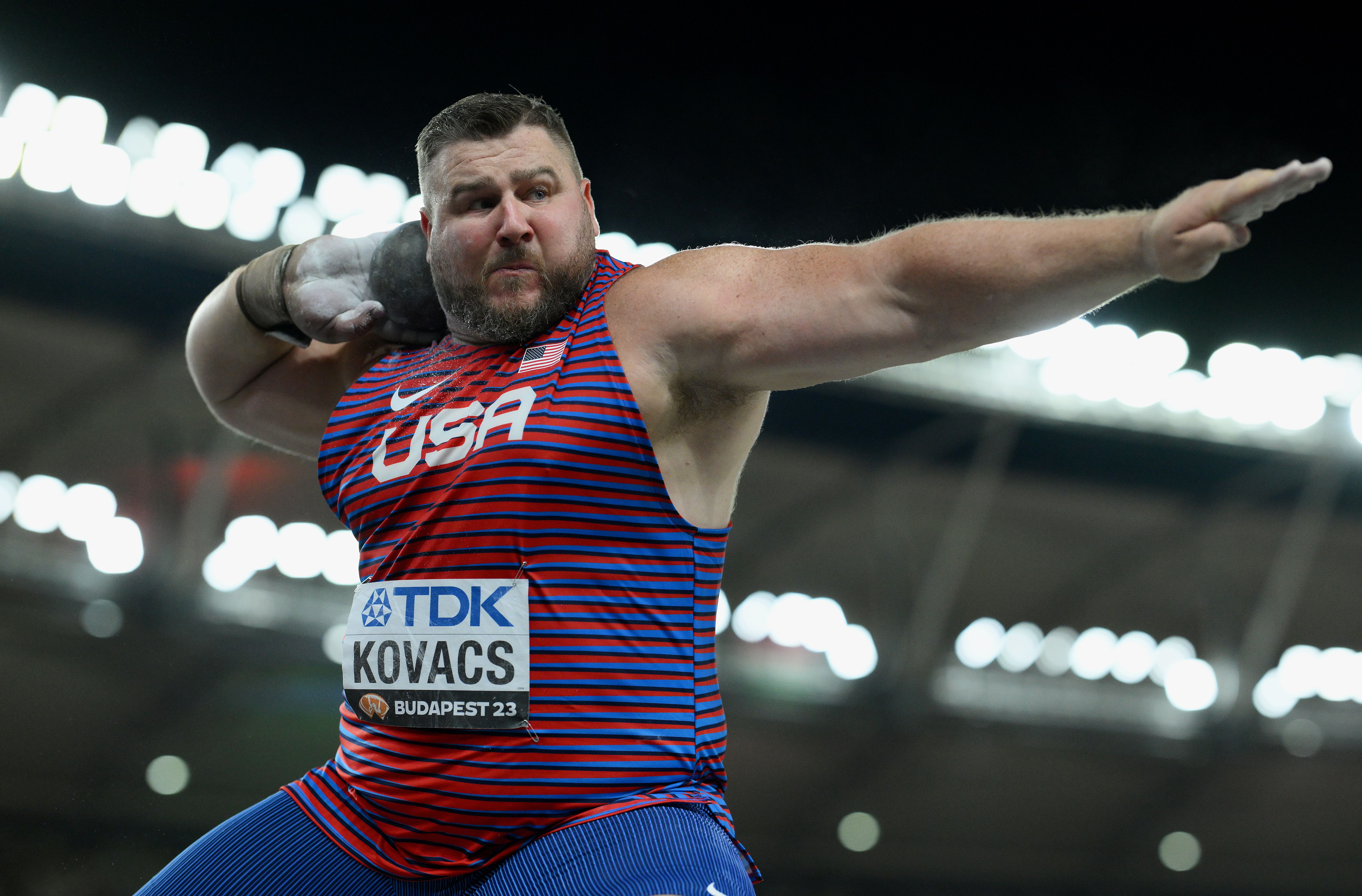 Joe Kovacs competes in shot put