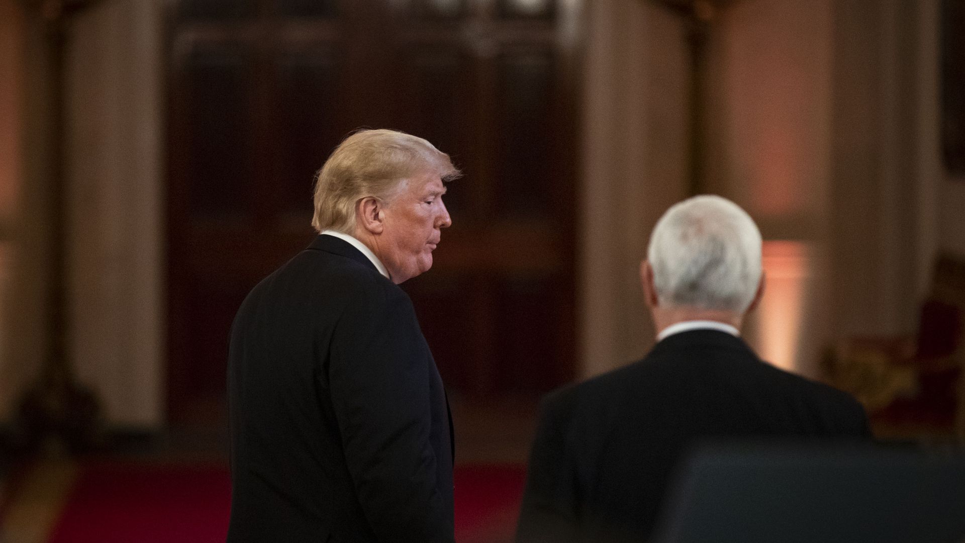 Trump and Pence leave press conference.