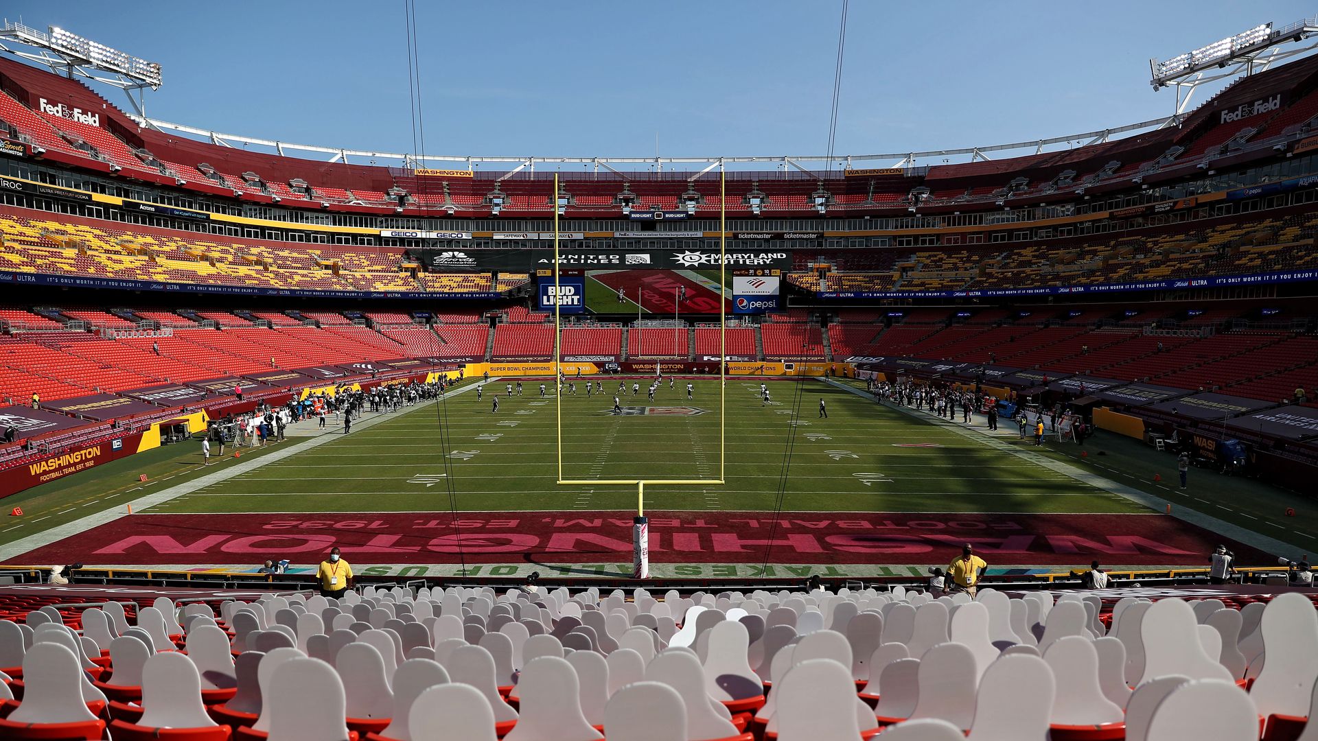 A general view as the Baltimore Ravens play against the Washington Football Team at FedExField on October 4, 2020 in Landover, Maryland. 