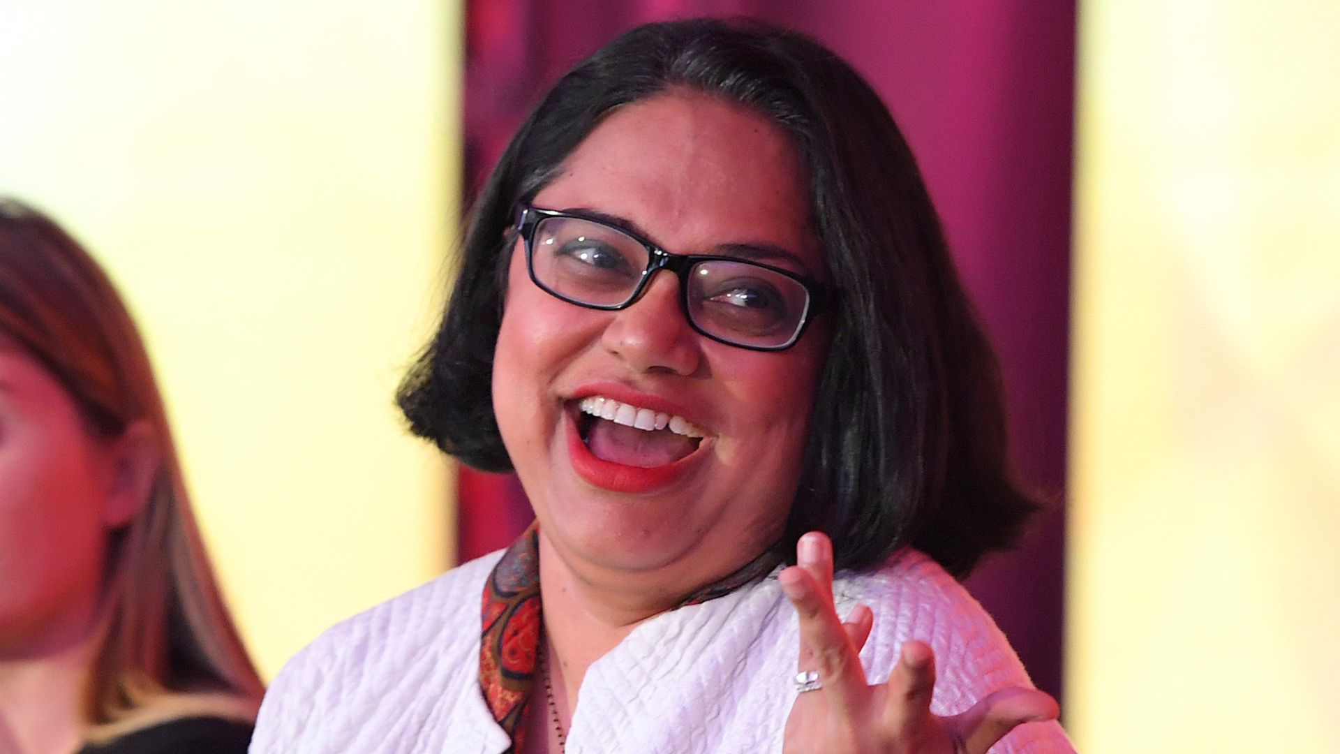 NARAL president Mini Timmaraju is seen speaking at a public event.