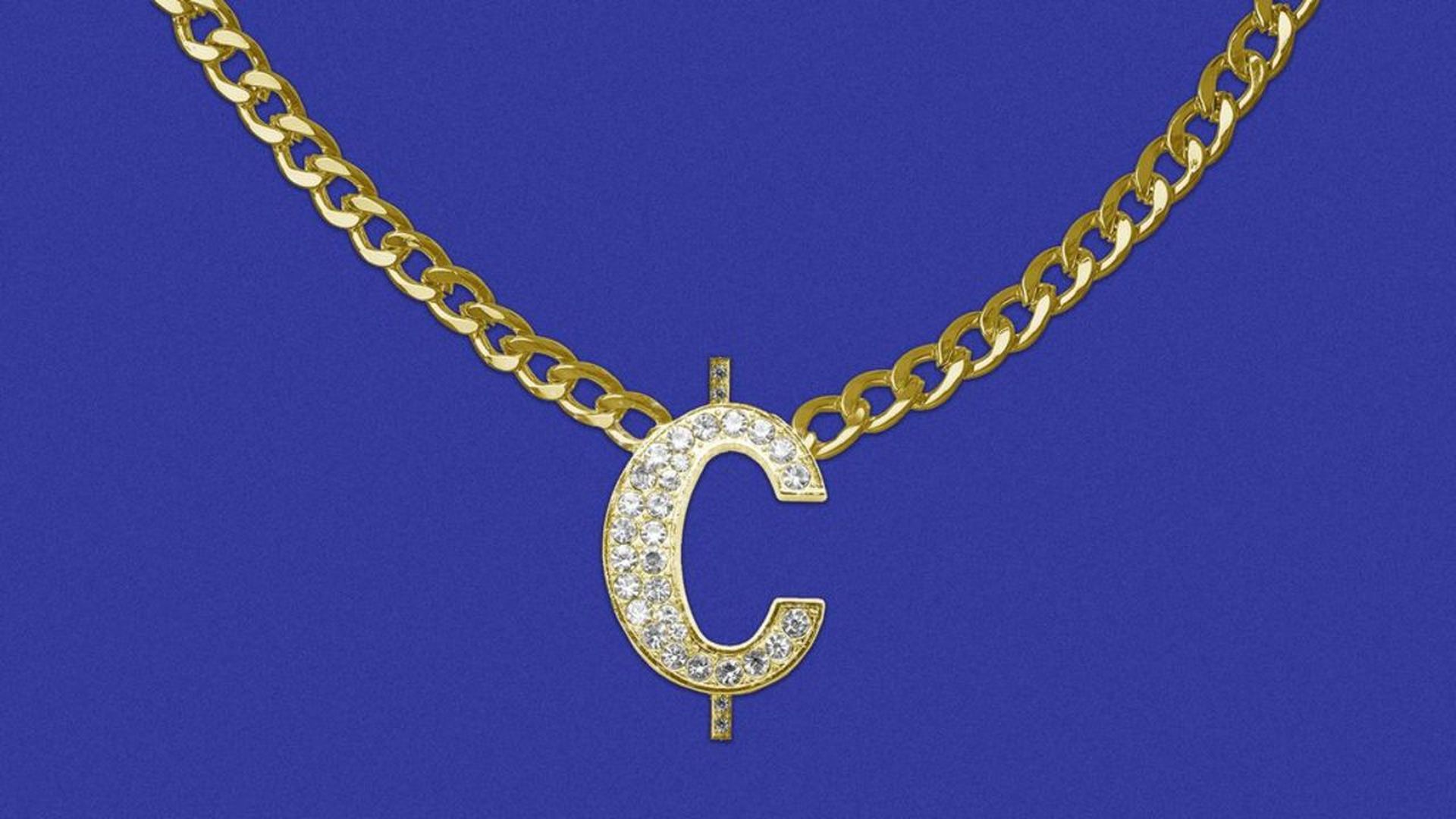 illustration of a necklace with a blinged out cent symbol
