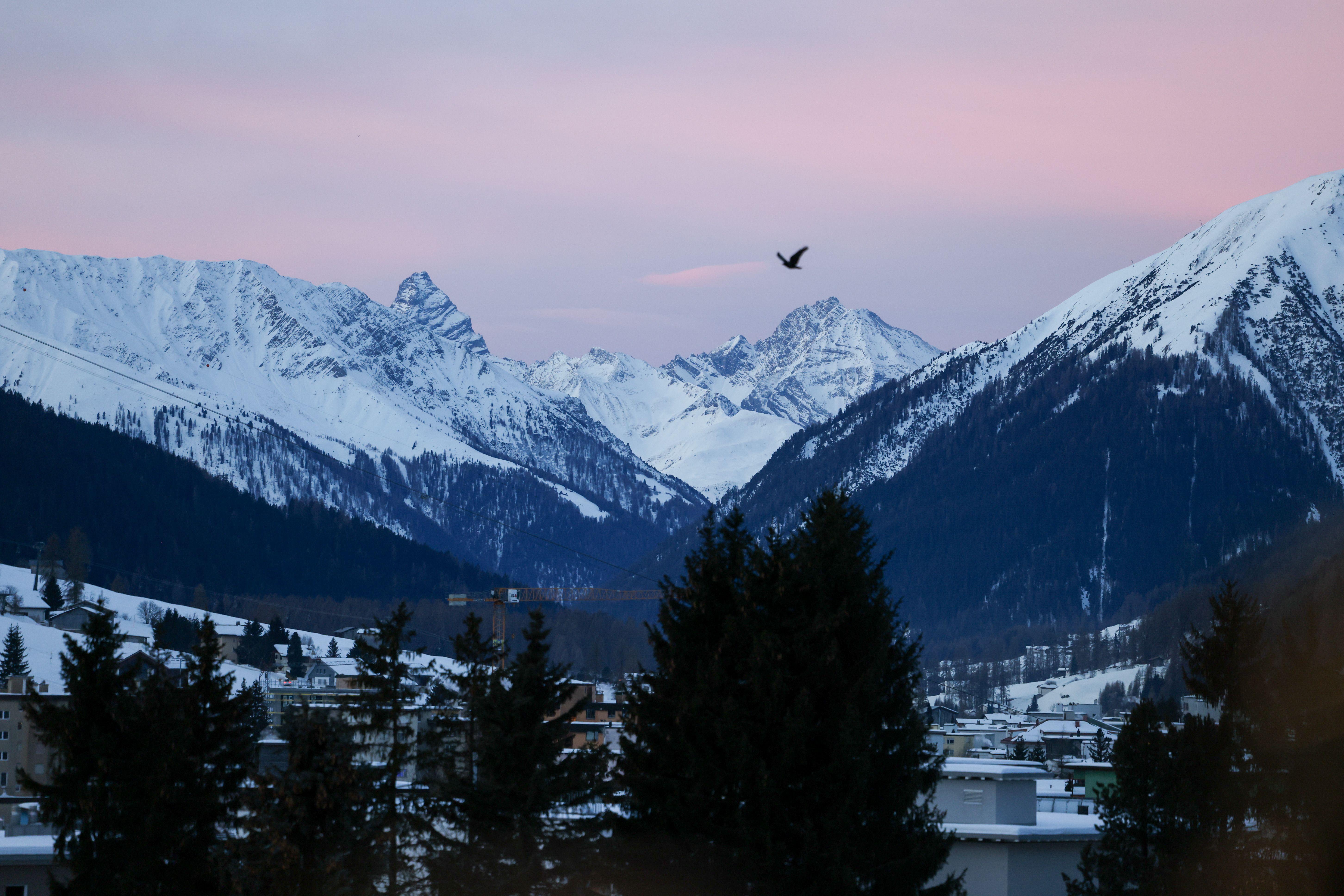 Snow-covered mountains during the World Economic Forum (WEF) in Davos, Switzerland, on Wednesday, Jan. 22, 2025. The annual Davos gathering of political leaders, top executives and celebrities runs from January 20 to 24. Photographer: Hollie Adams/Bloomberg via Getty Images