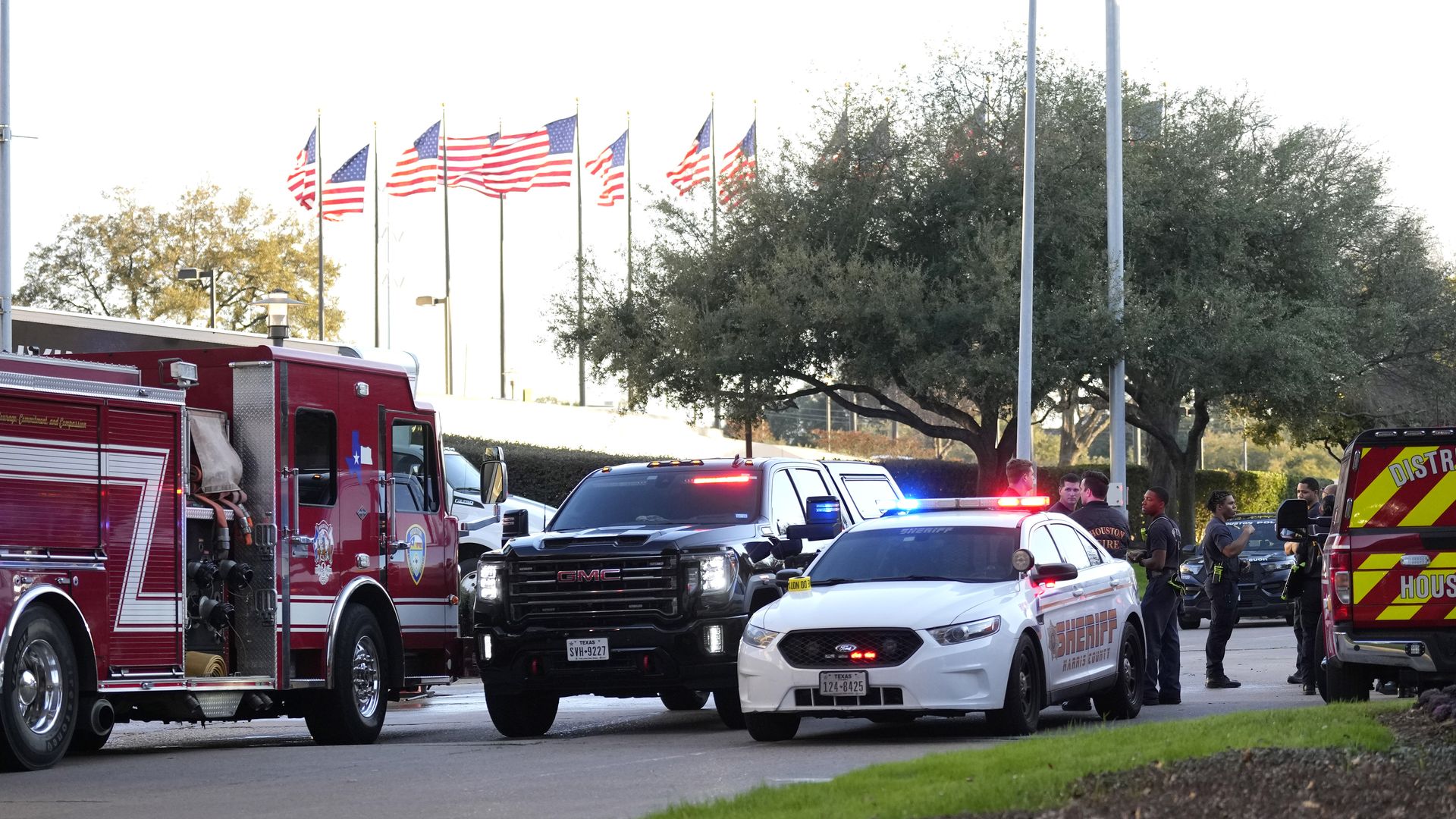 Houston Police and Harris County Sheriffs officers outside of Lakewood Church